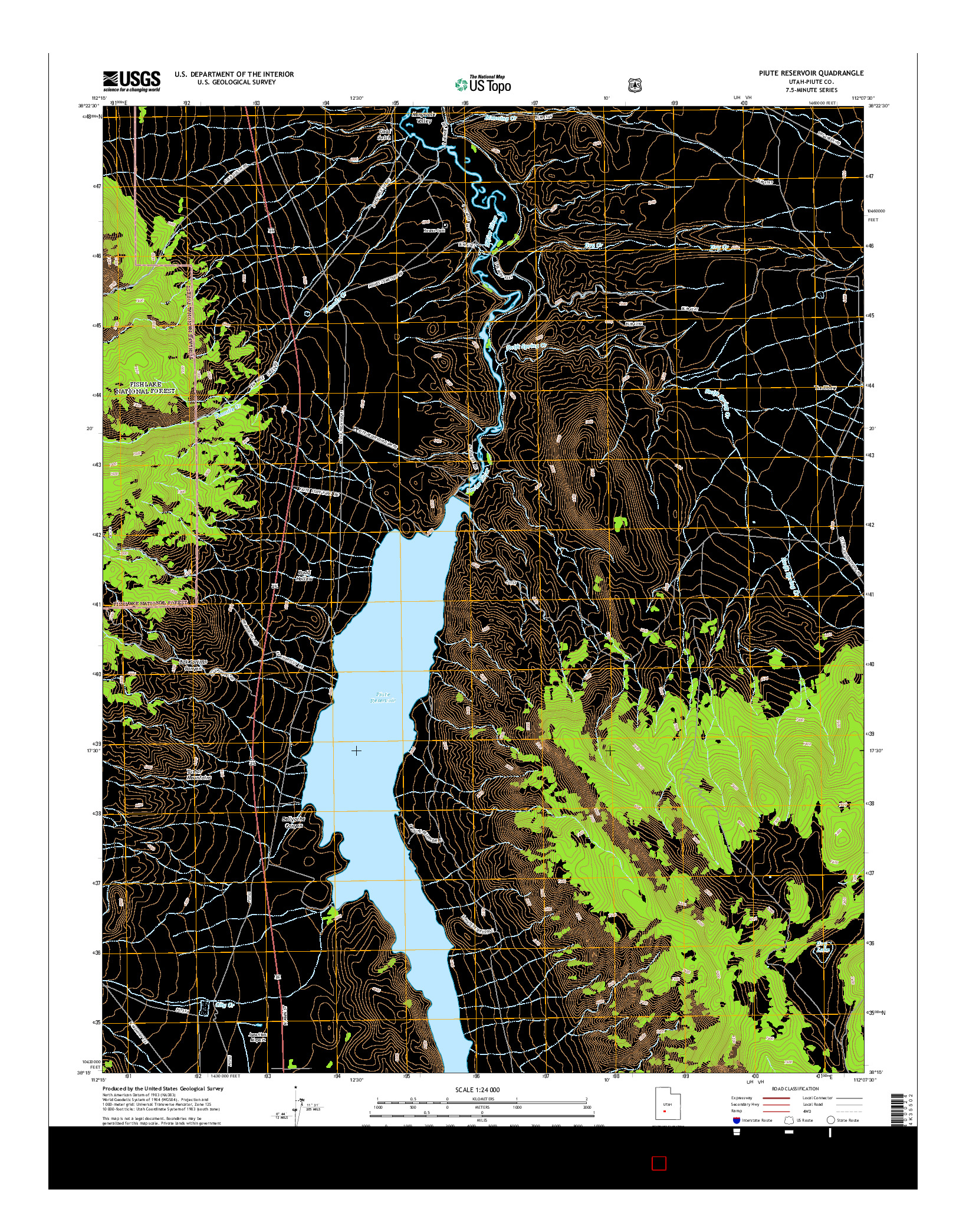 USGS US TOPO 7.5-MINUTE MAP FOR PIUTE RESERVOIR, UT 2014
