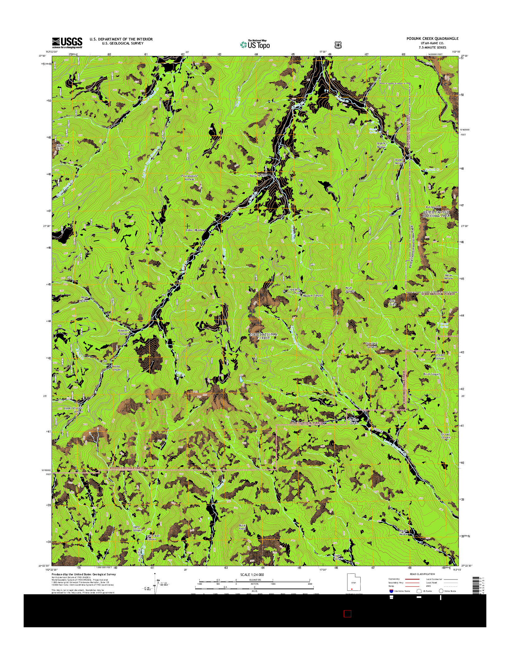 USGS US TOPO 7.5-MINUTE MAP FOR PODUNK CREEK, UT 2014