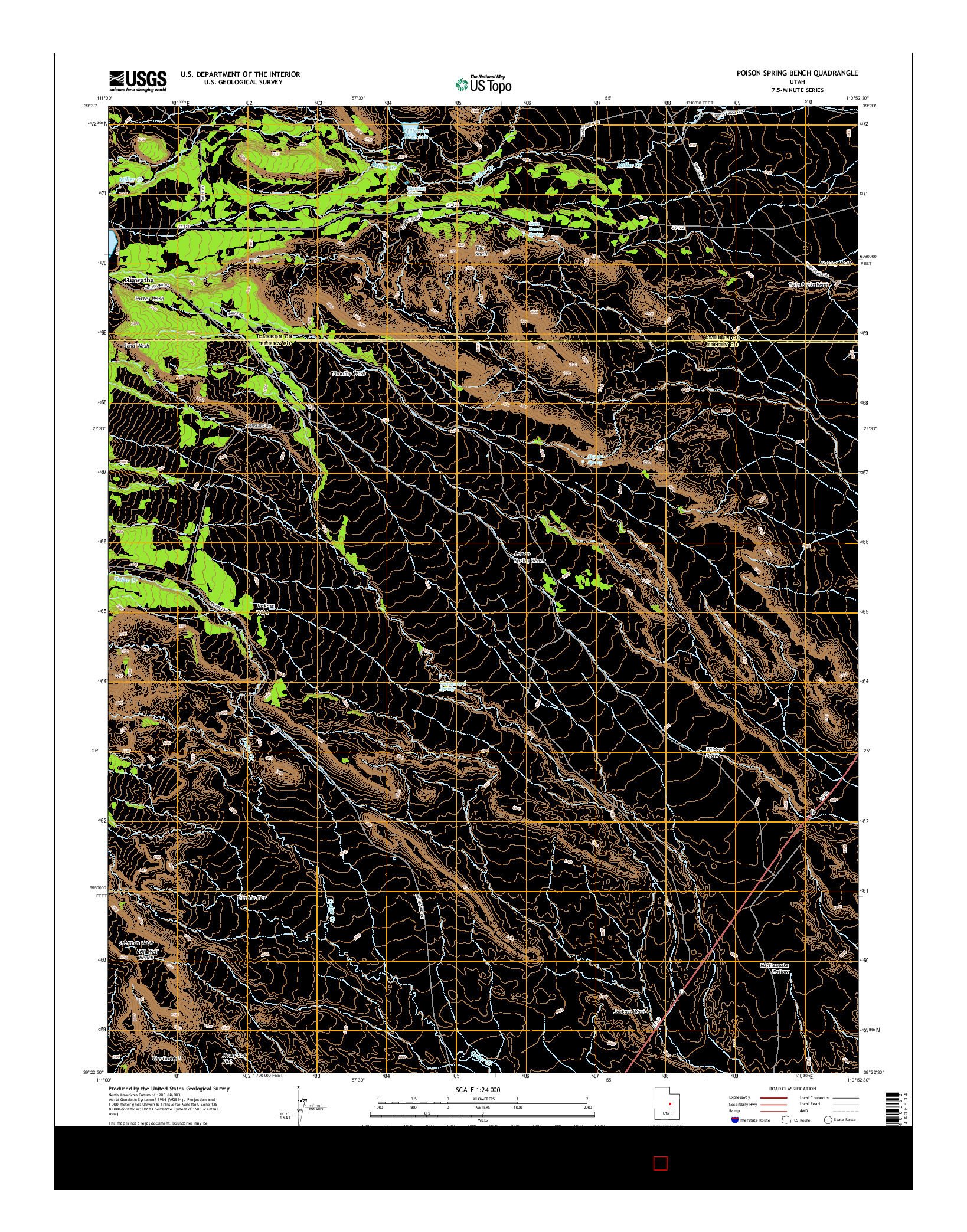 USGS US TOPO 7.5-MINUTE MAP FOR POISON SPRING BENCH, UT 2014