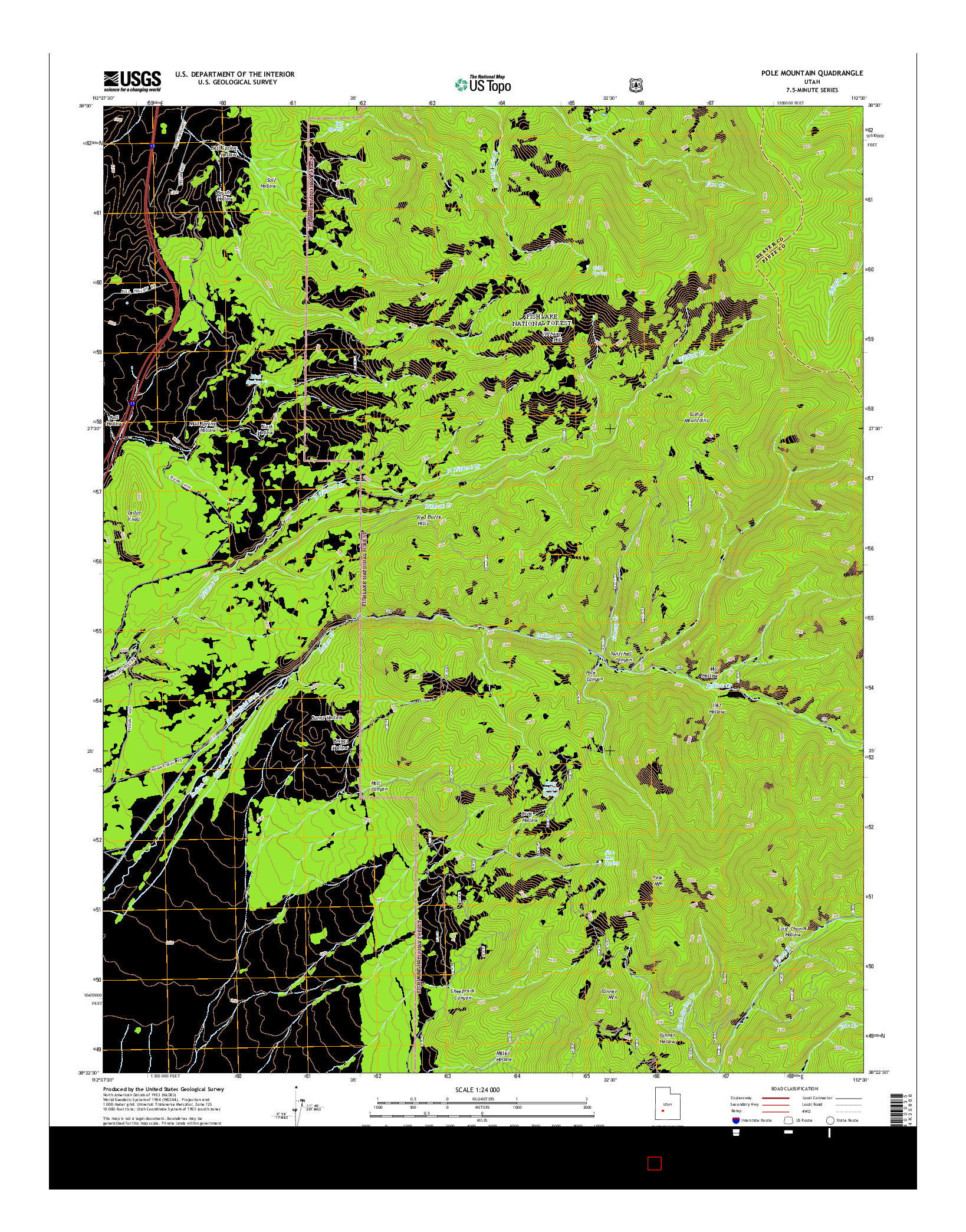 USGS US TOPO 7.5-MINUTE MAP FOR POLE MOUNTAIN, UT 2014