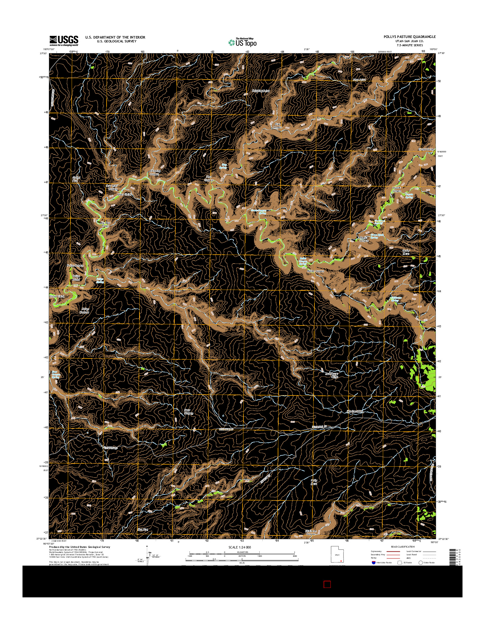 USGS US TOPO 7.5-MINUTE MAP FOR POLLYS PASTURE, UT 2014