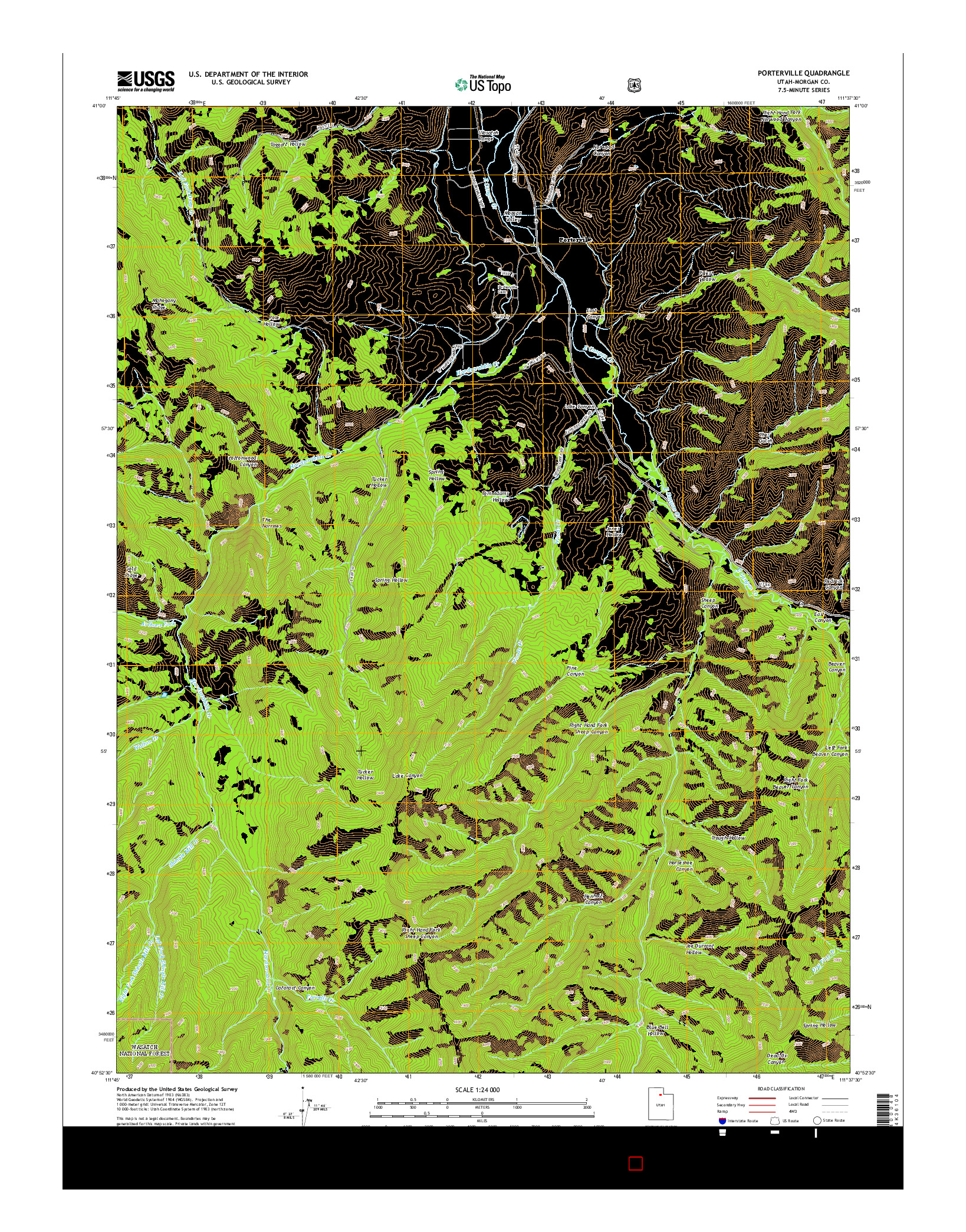 USGS US TOPO 7.5-MINUTE MAP FOR PORTERVILLE, UT 2014