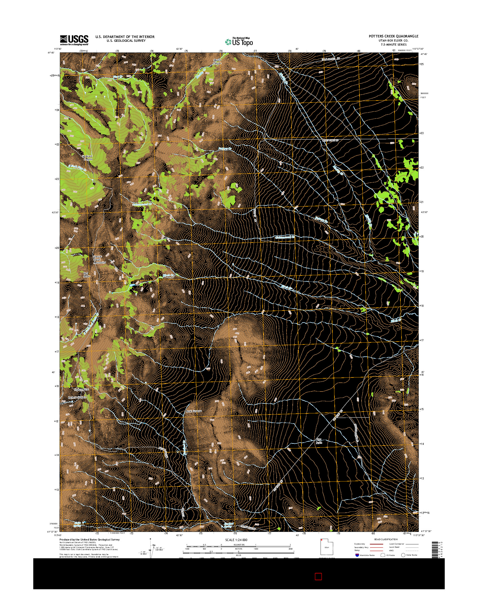 USGS US TOPO 7.5-MINUTE MAP FOR POTTERS CREEK, UT 2014