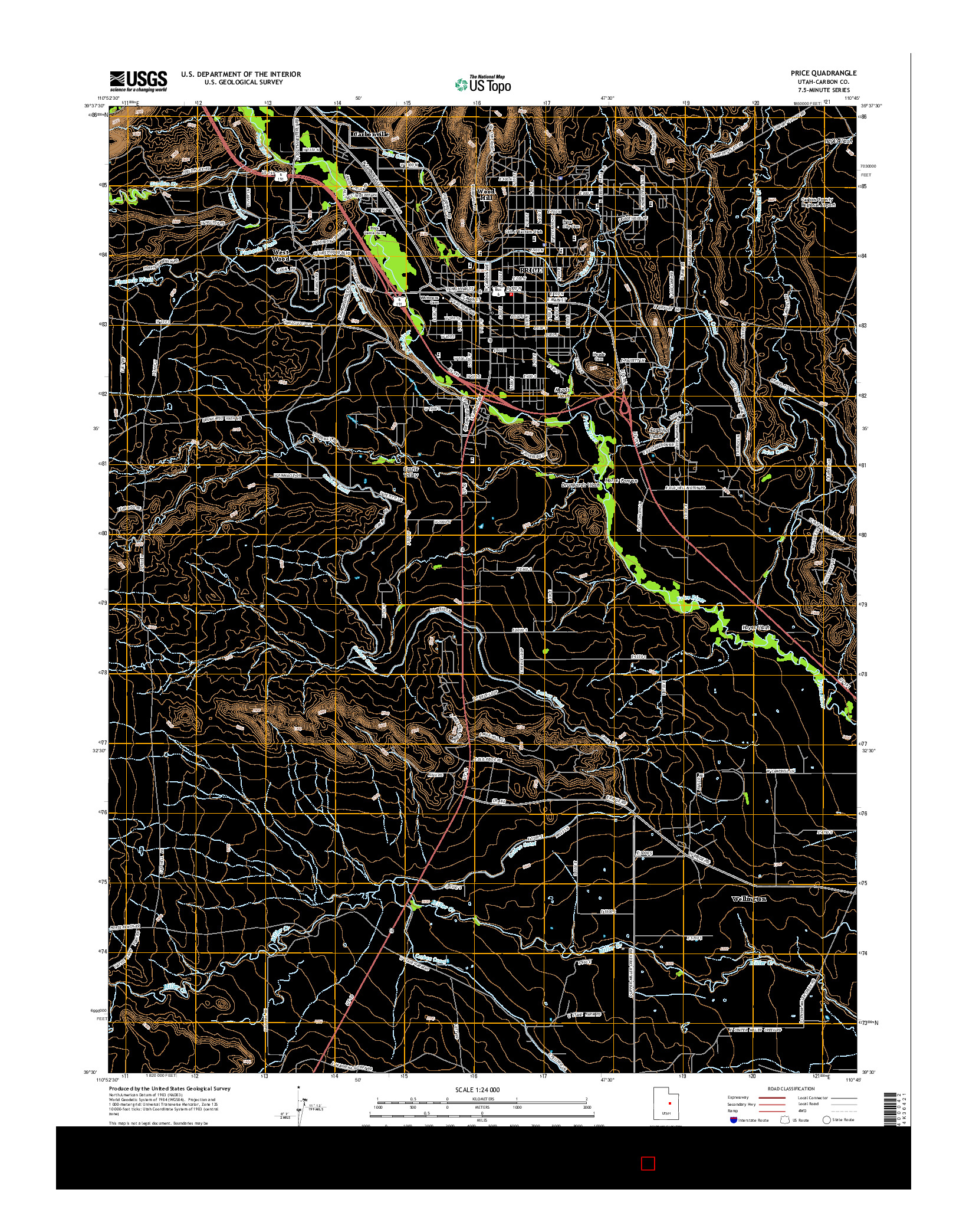 USGS US TOPO 7.5-MINUTE MAP FOR PRICE, UT 2014