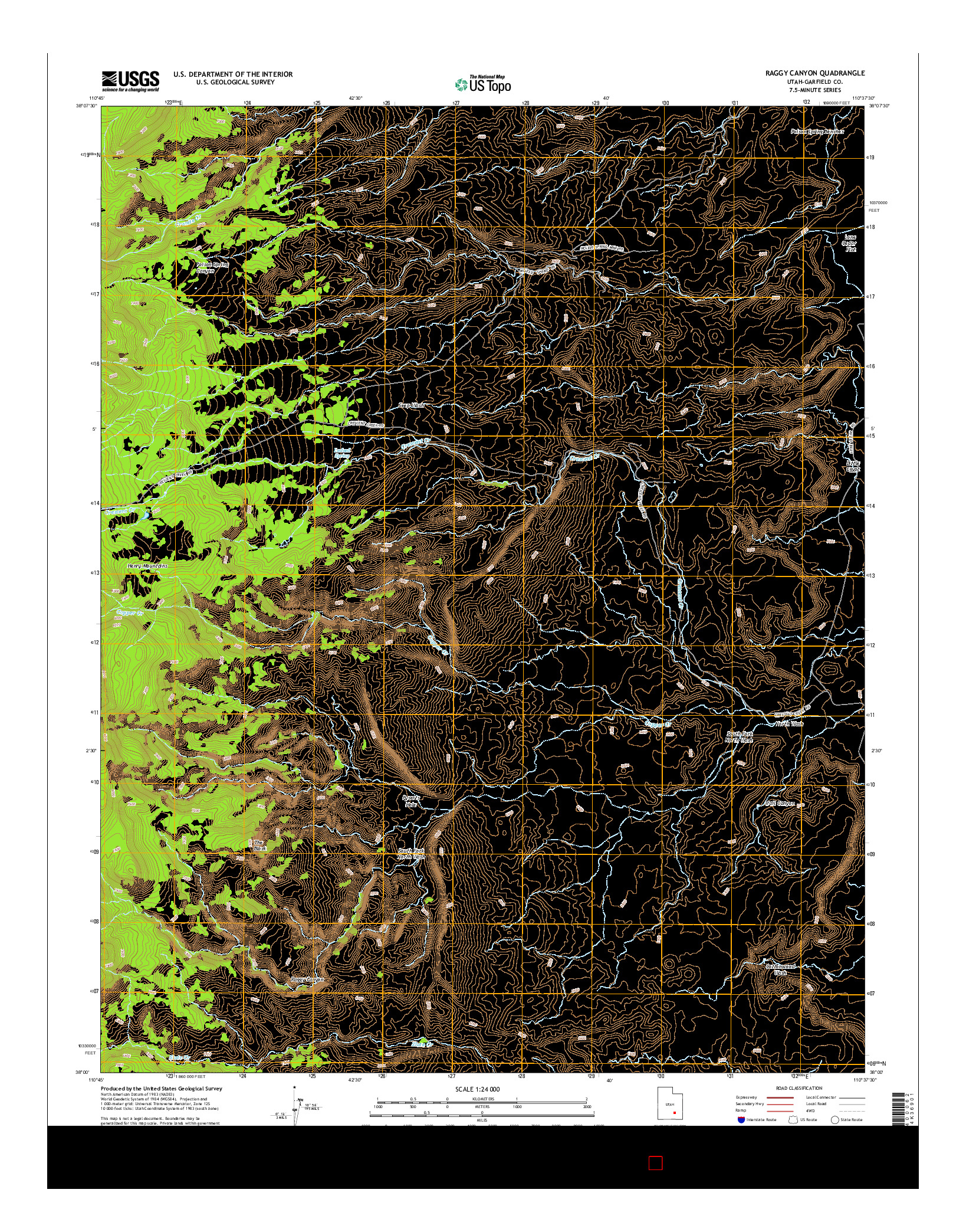 USGS US TOPO 7.5-MINUTE MAP FOR RAGGY CANYON, UT 2014