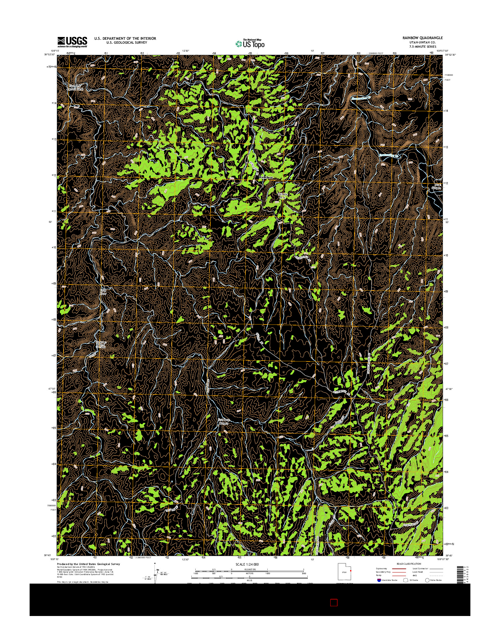 USGS US TOPO 7.5-MINUTE MAP FOR RAINBOW, UT 2014