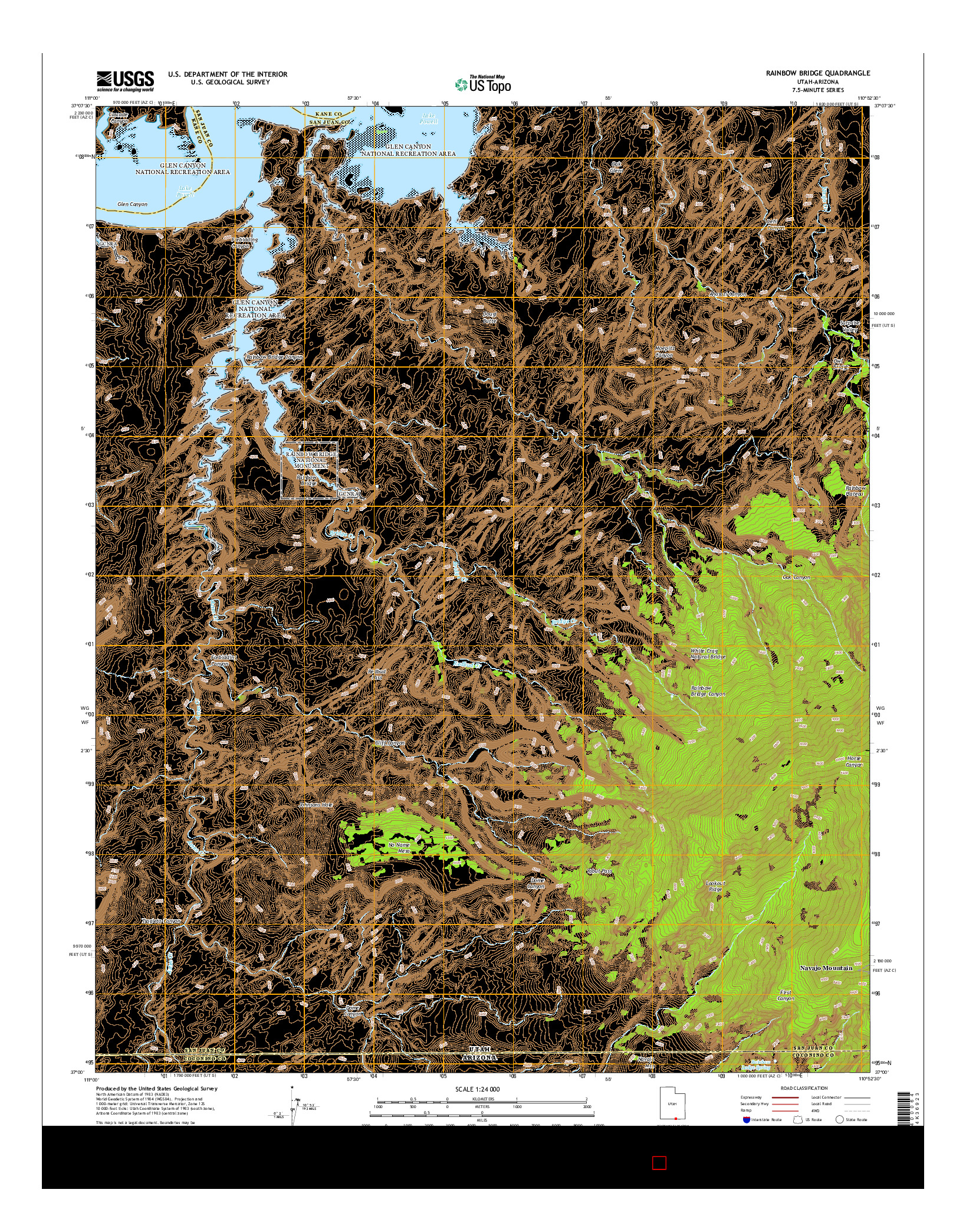 USGS US TOPO 7.5-MINUTE MAP FOR RAINBOW BRIDGE, UT-AZ 2014