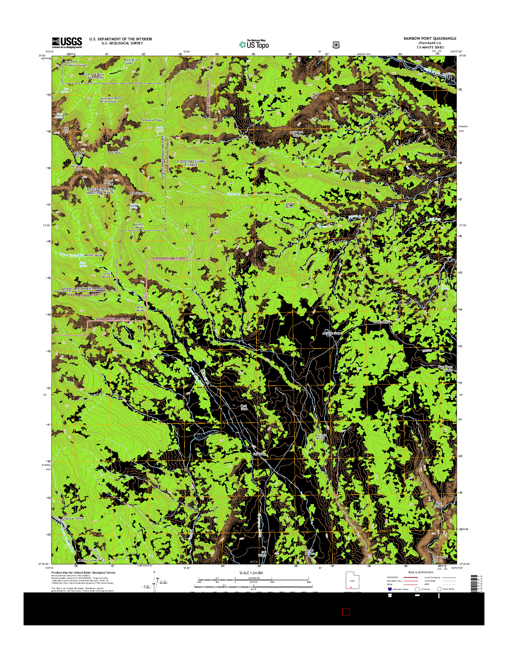 USGS US TOPO 7.5-MINUTE MAP FOR RAINBOW POINT, UT 2014