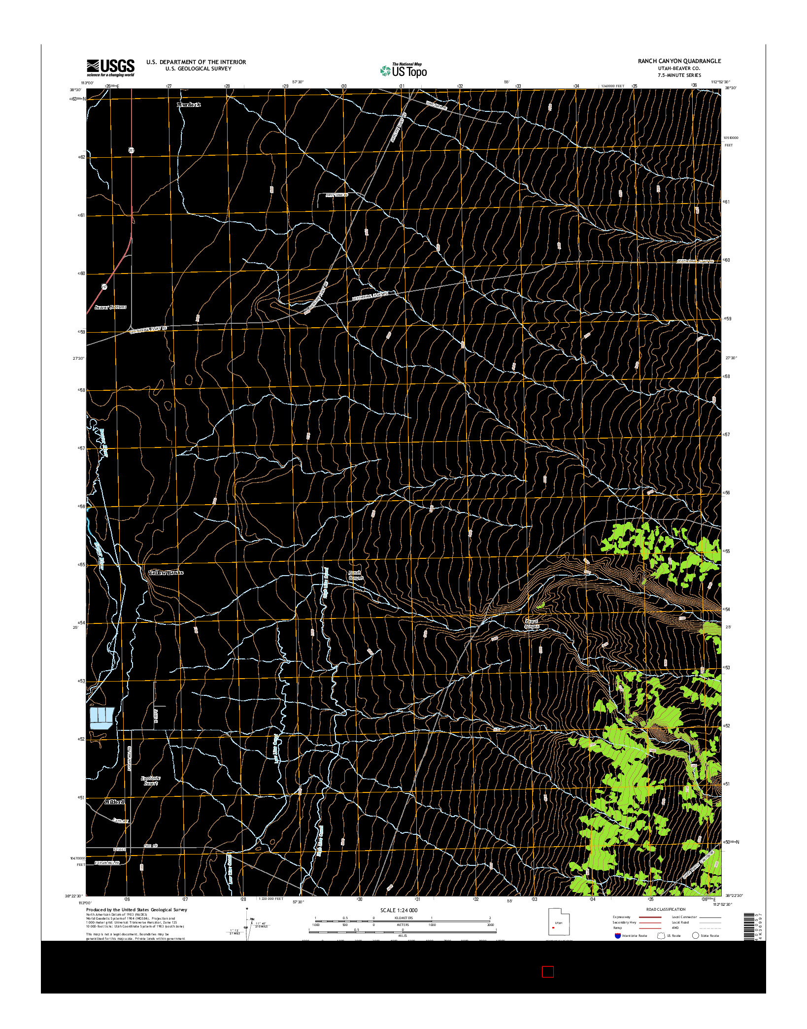 USGS US TOPO 7.5-MINUTE MAP FOR RANCH CANYON, UT 2014