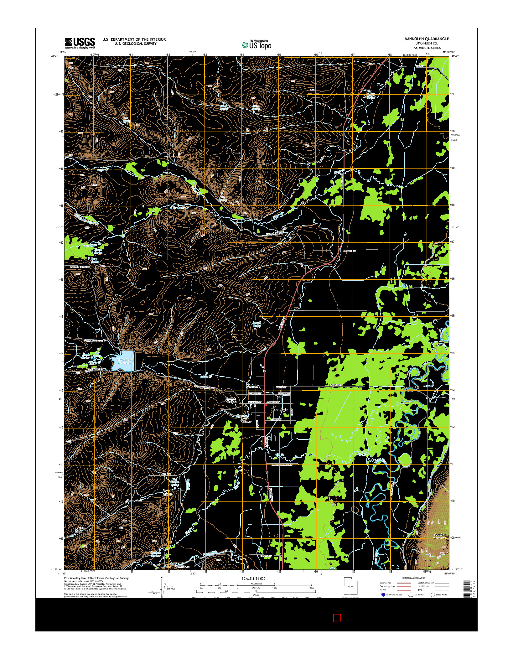 USGS US TOPO 7.5-MINUTE MAP FOR RANDOLPH, UT 2014