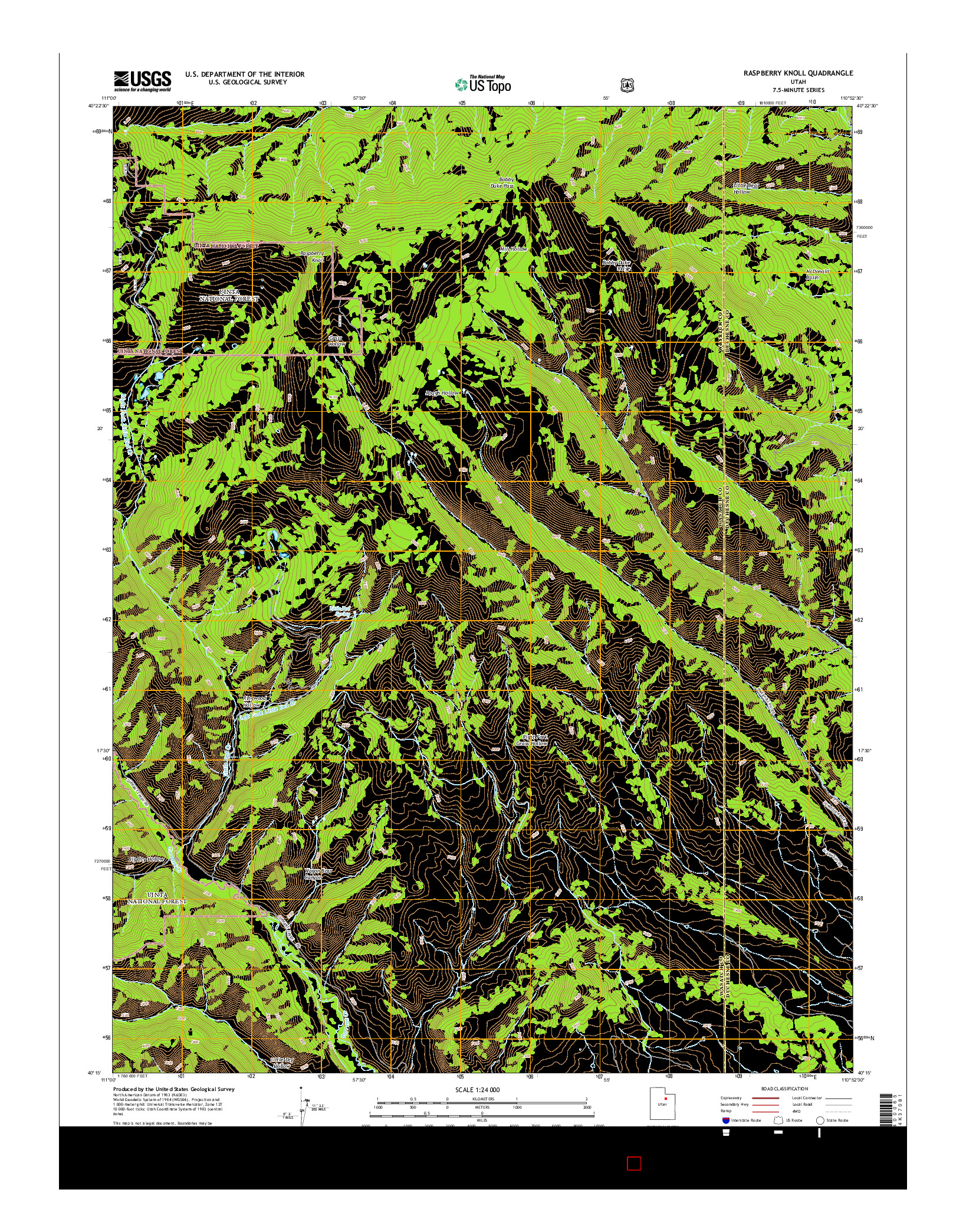 USGS US TOPO 7.5-MINUTE MAP FOR RASPBERRY KNOLL, UT 2014