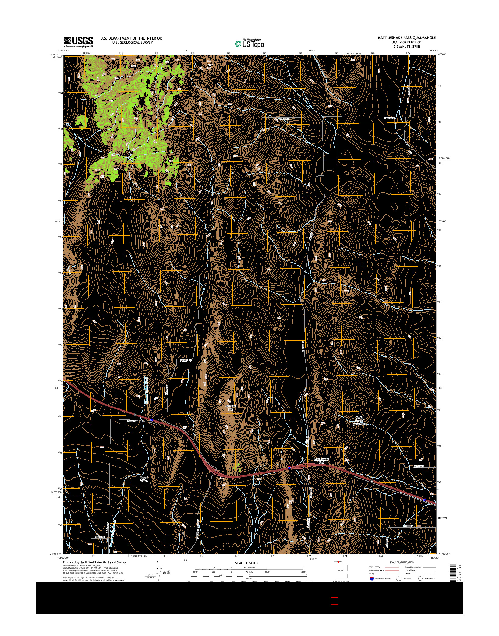 USGS US TOPO 7.5-MINUTE MAP FOR RATTLESNAKE PASS, UT 2014