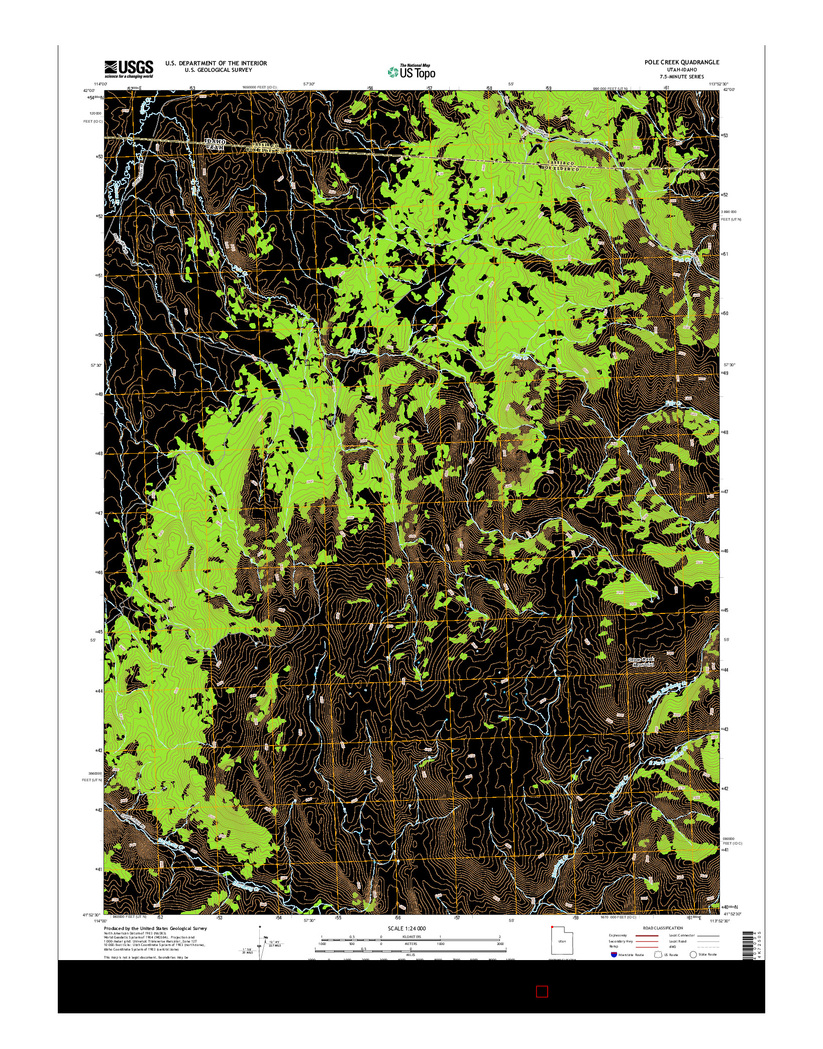 USGS US TOPO 7.5-MINUTE MAP FOR POLE CREEK, UT-ID 2014