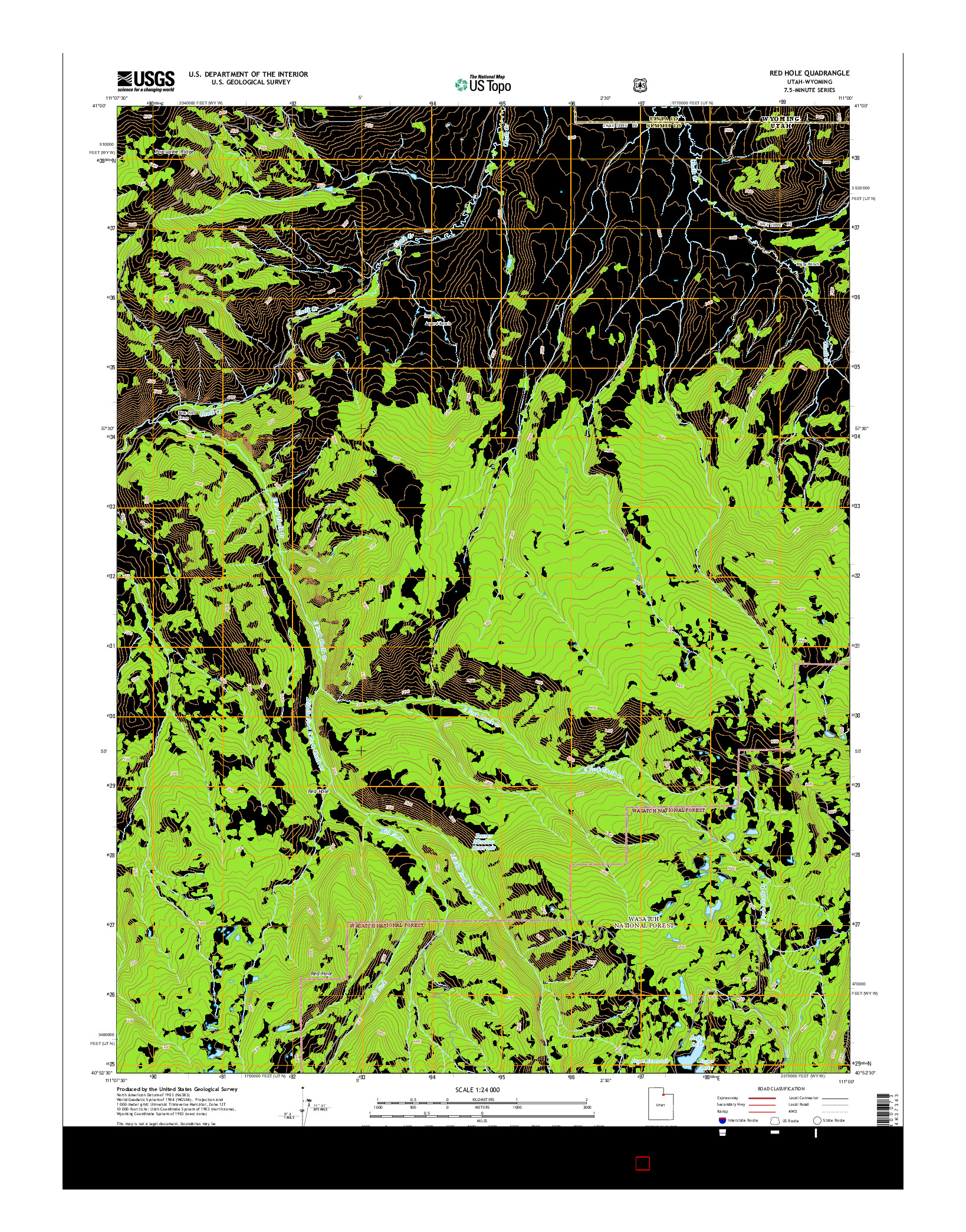 USGS US TOPO 7.5-MINUTE MAP FOR RED HOLE, UT-WY 2014