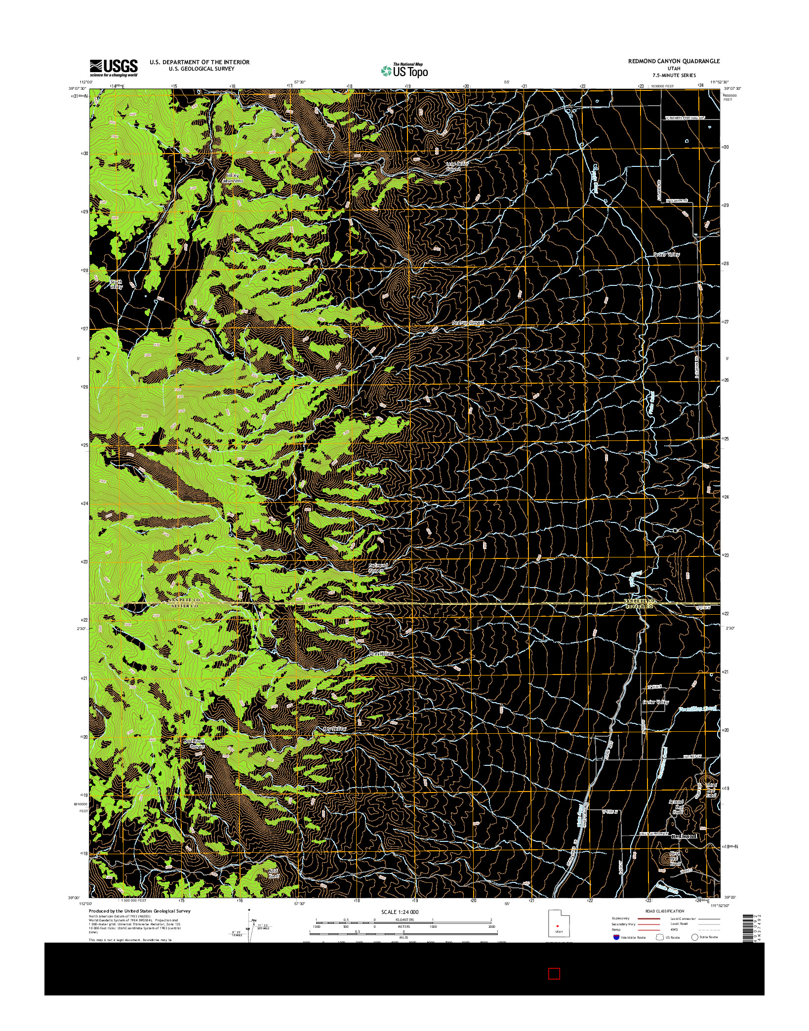 USGS US TOPO 7.5-MINUTE MAP FOR REDMOND CANYON, UT 2014