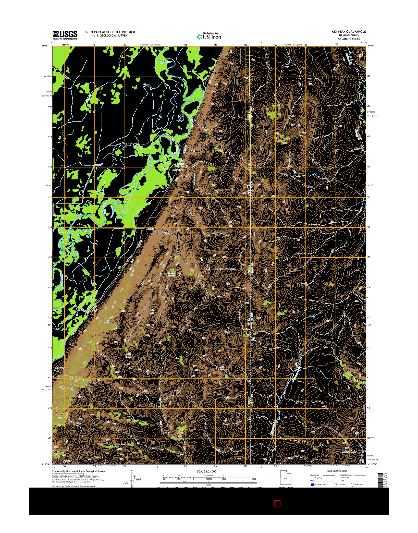 USGS US TOPO 7.5-MINUTE MAP FOR REX PEAK, UT-WY 2014