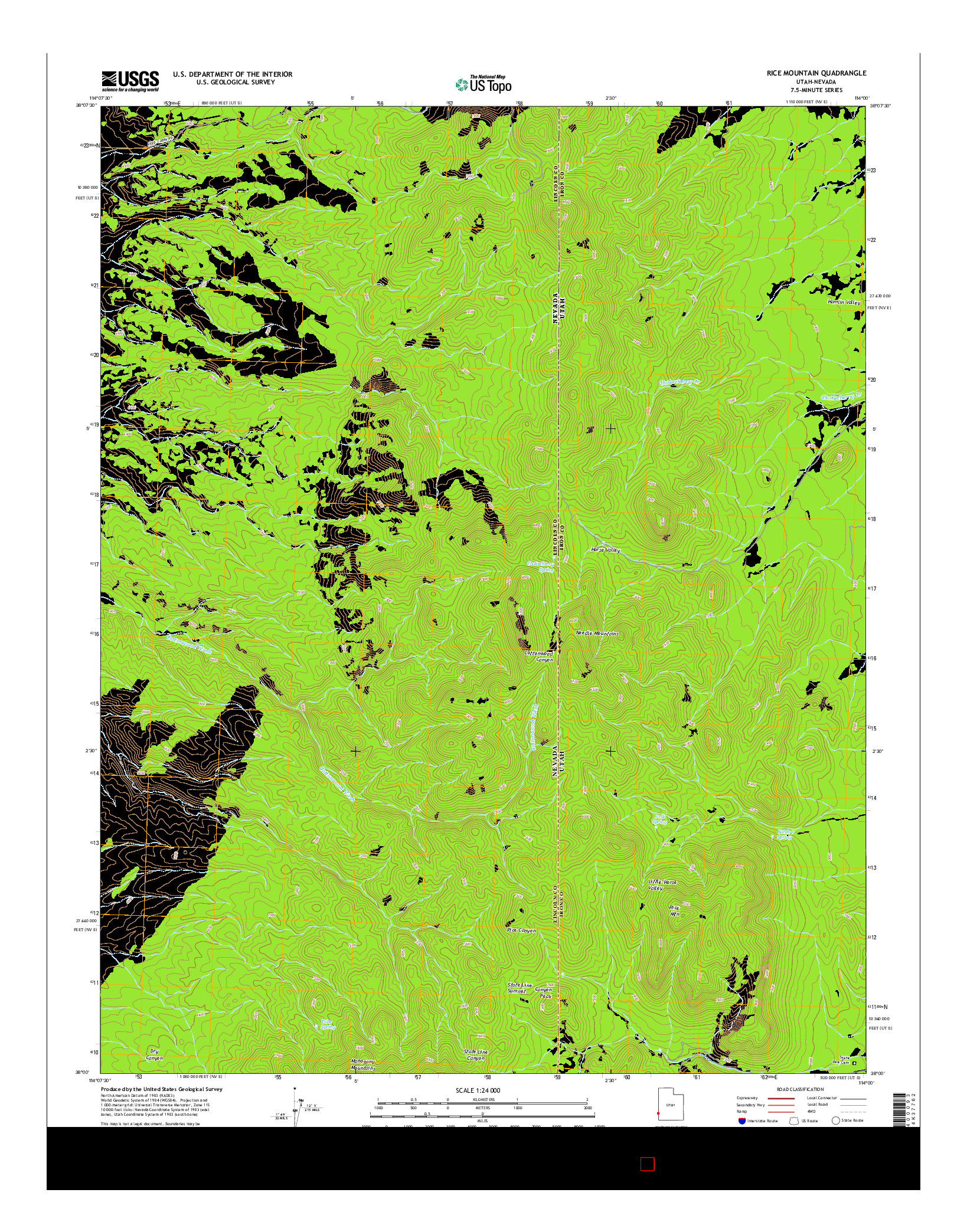 USGS US TOPO 7.5-MINUTE MAP FOR RICE MOUNTAIN, UT-NV 2014