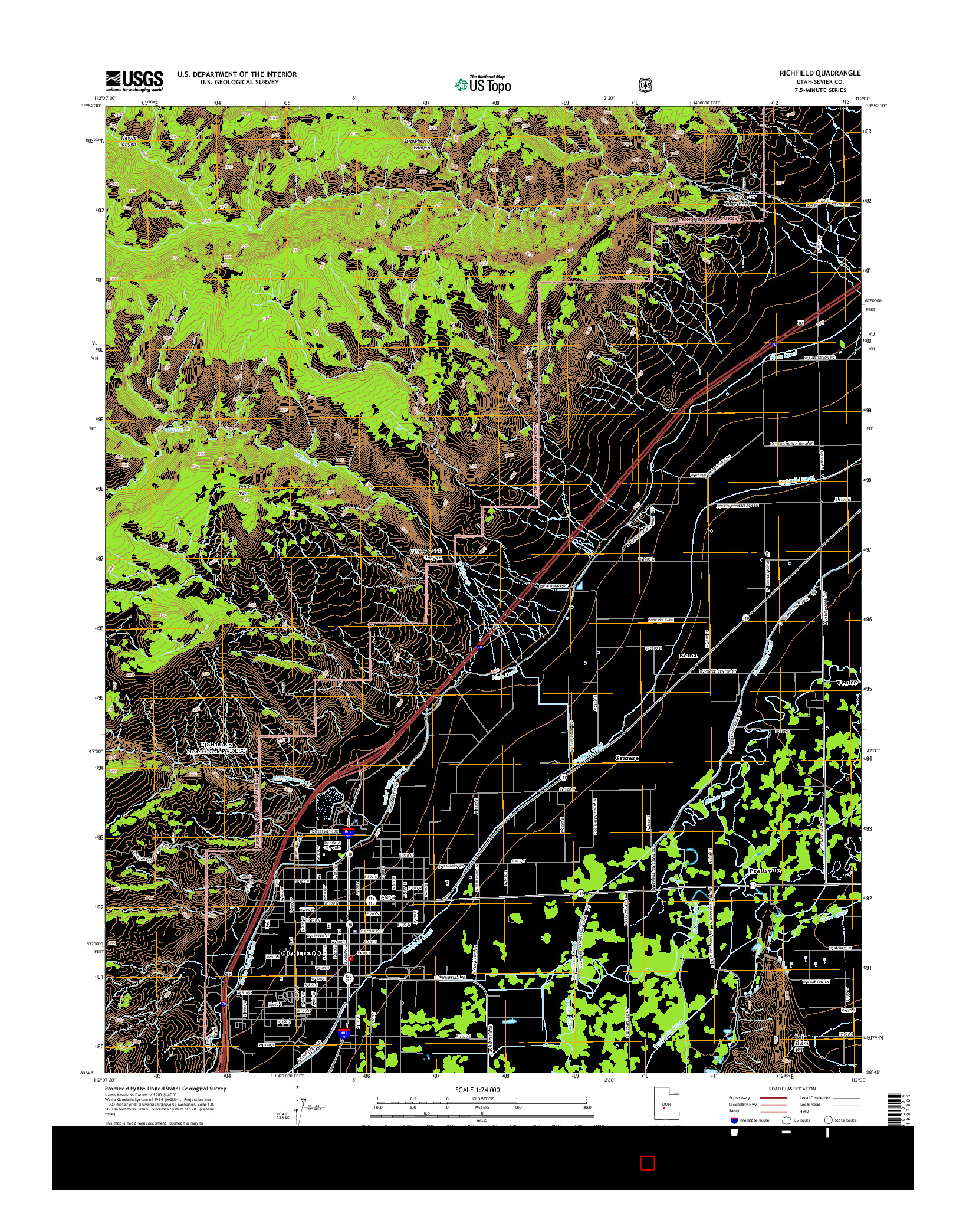 USGS US TOPO 7.5-MINUTE MAP FOR RICHFIELD, UT 2014