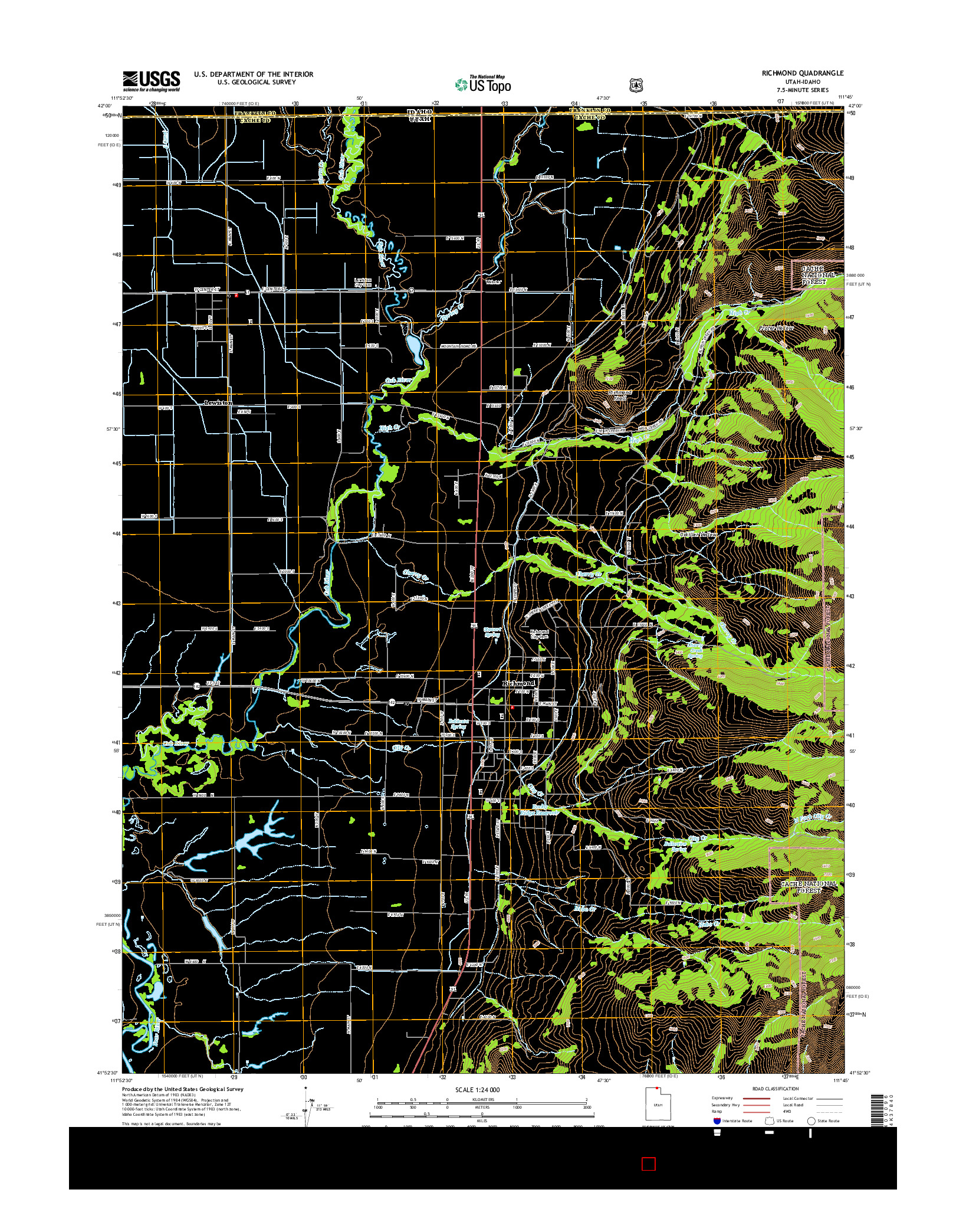 USGS US TOPO 7.5-MINUTE MAP FOR RICHMOND, UT-ID 2014