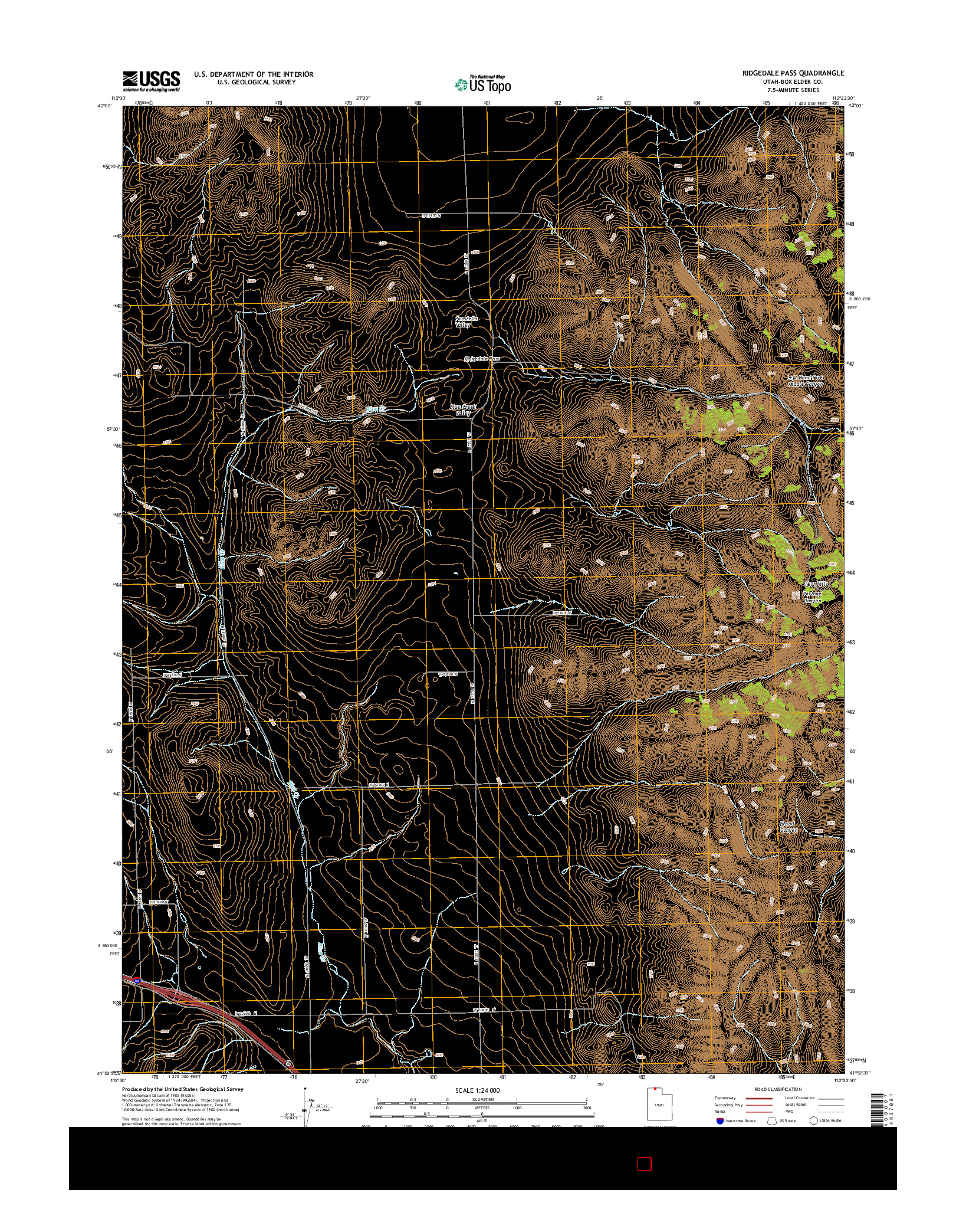 USGS US TOPO 7.5-MINUTE MAP FOR RIDGEDALE PASS, UT 2014