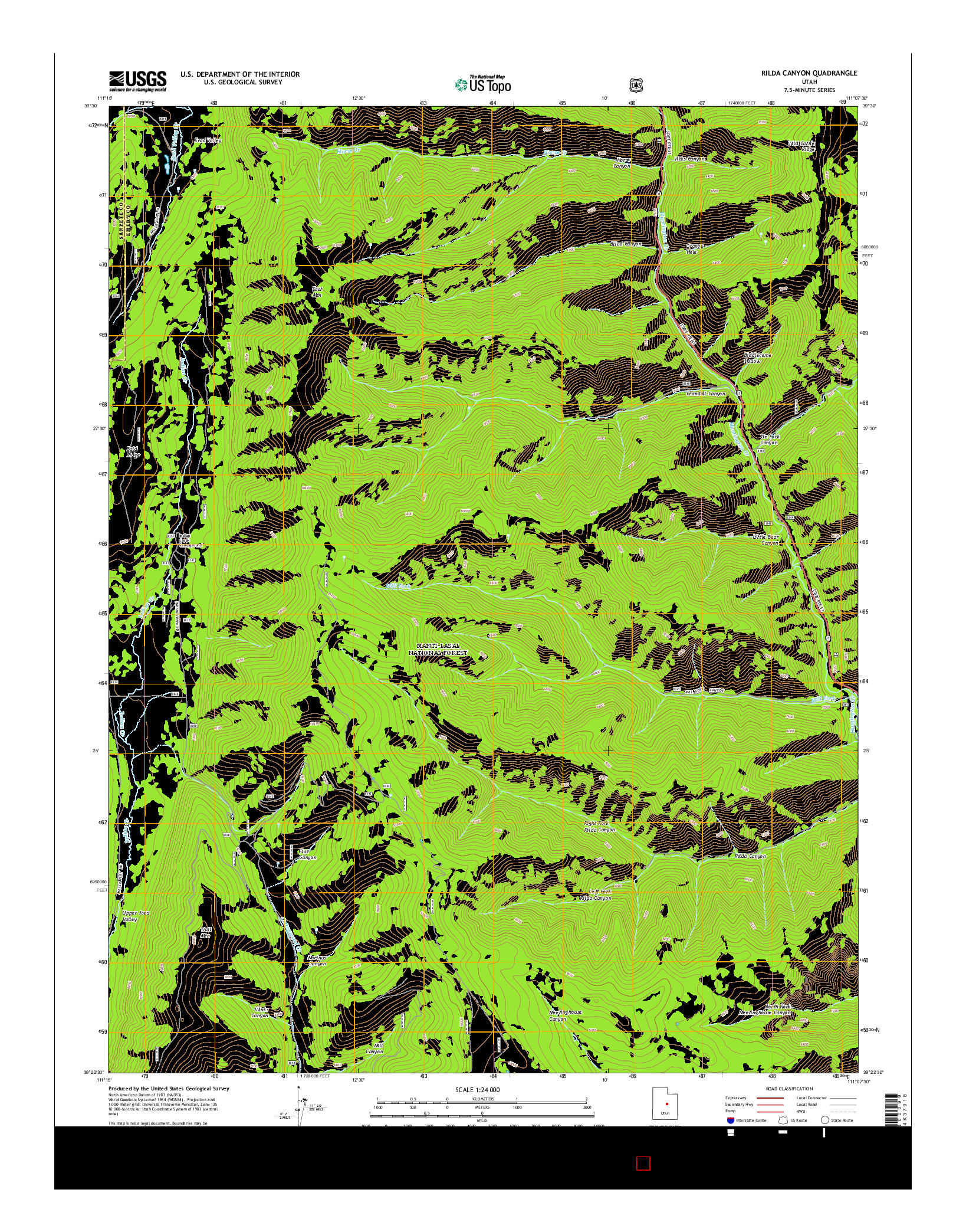 USGS US TOPO 7.5-MINUTE MAP FOR RILDA CANYON, UT 2014