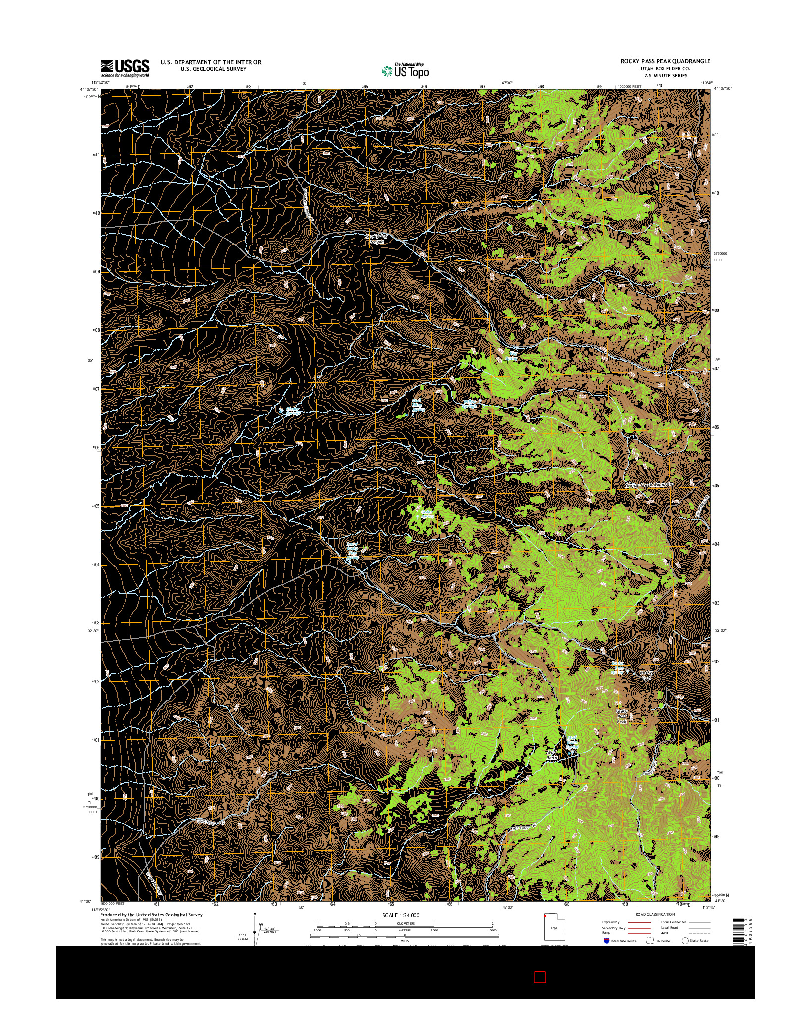 USGS US TOPO 7.5-MINUTE MAP FOR ROCKY PASS PEAK, UT 2014