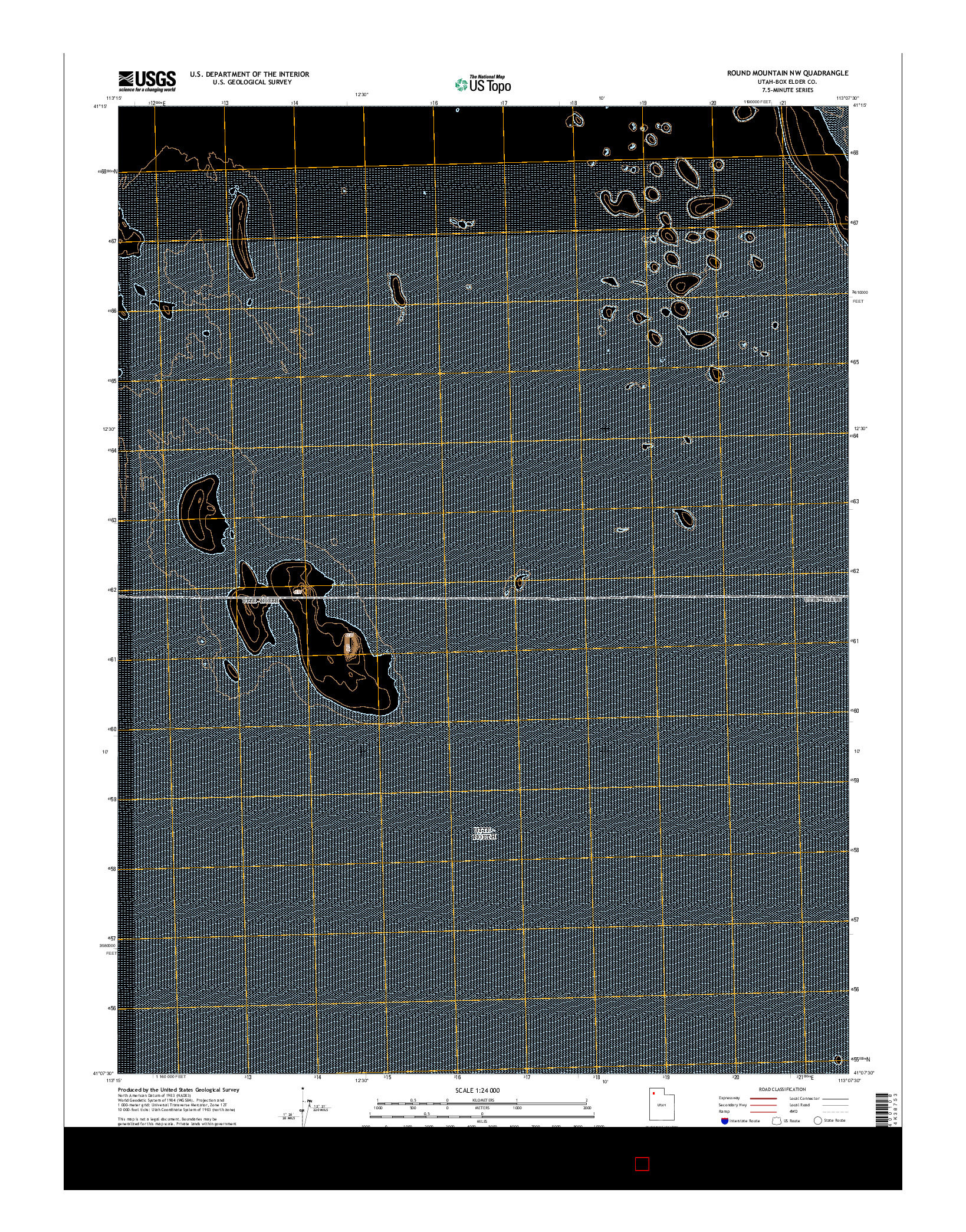 USGS US TOPO 7.5-MINUTE MAP FOR ROUND MOUNTAIN NW, UT 2014