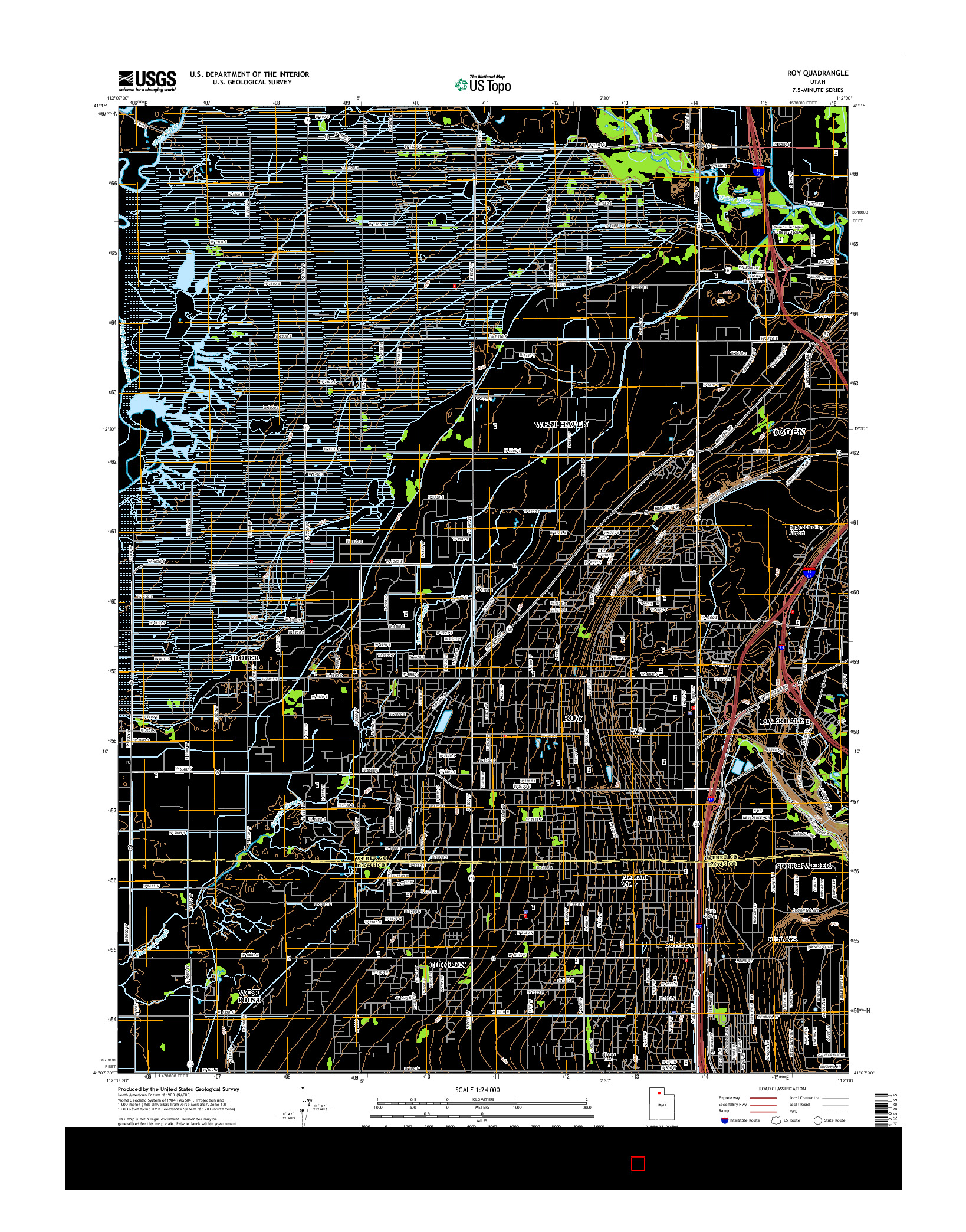 USGS US TOPO 7.5-MINUTE MAP FOR ROY, UT 2014