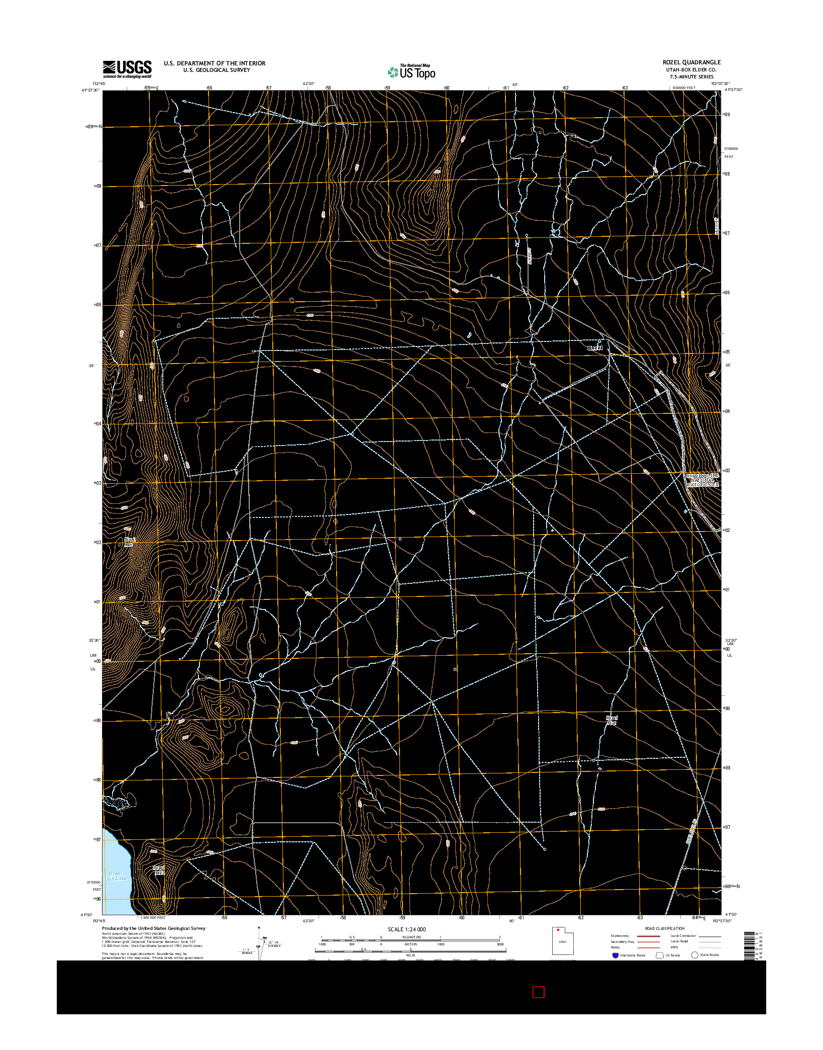 USGS US TOPO 7.5-MINUTE MAP FOR ROZEL, UT 2014