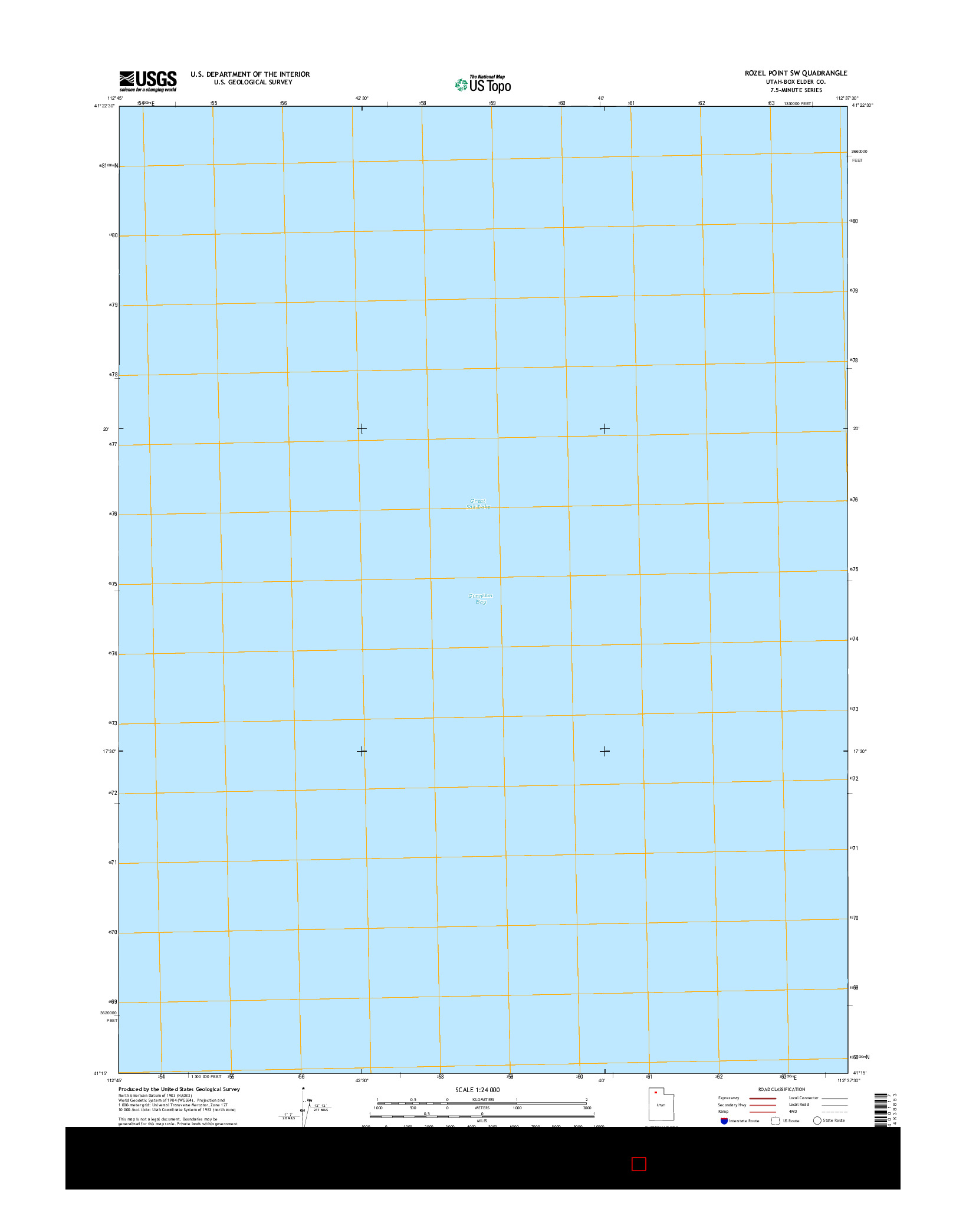 USGS US TOPO 7.5-MINUTE MAP FOR ROZEL POINT SW, UT 2014
