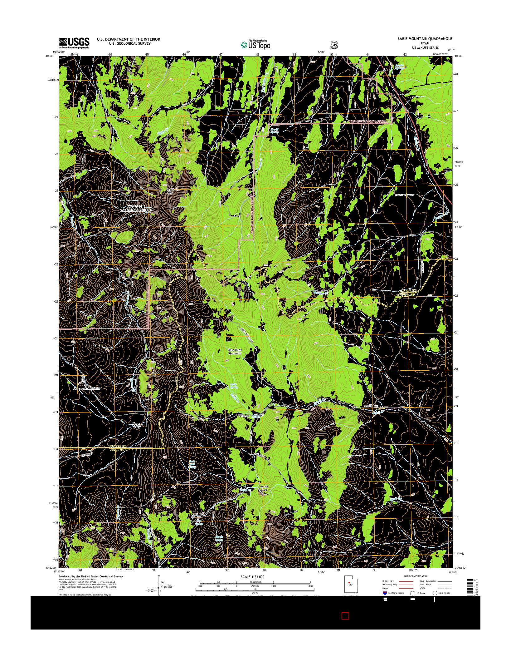 USGS US TOPO 7.5-MINUTE MAP FOR SABIE MOUNTAIN, UT 2014