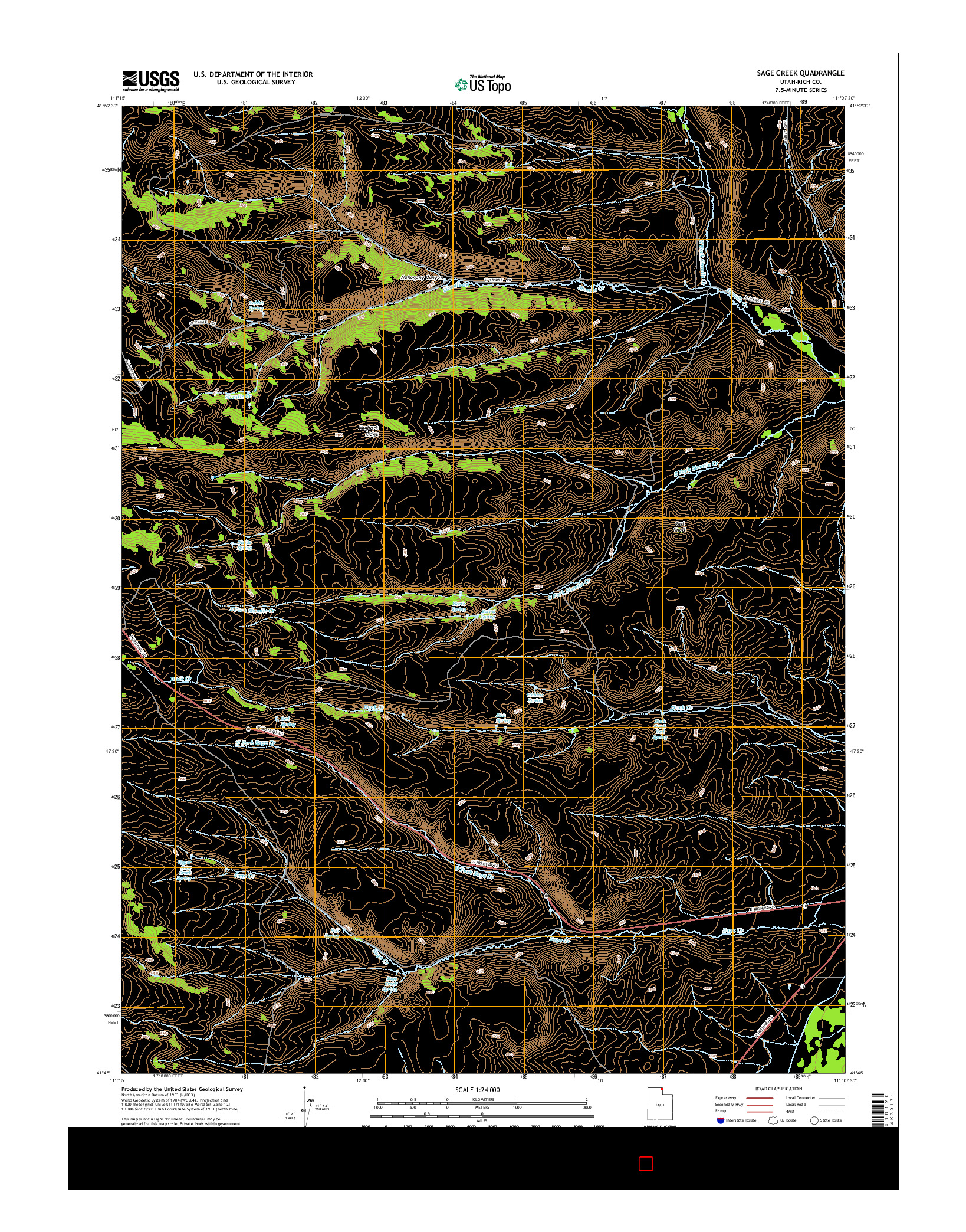 USGS US TOPO 7.5-MINUTE MAP FOR SAGE CREEK, UT 2014