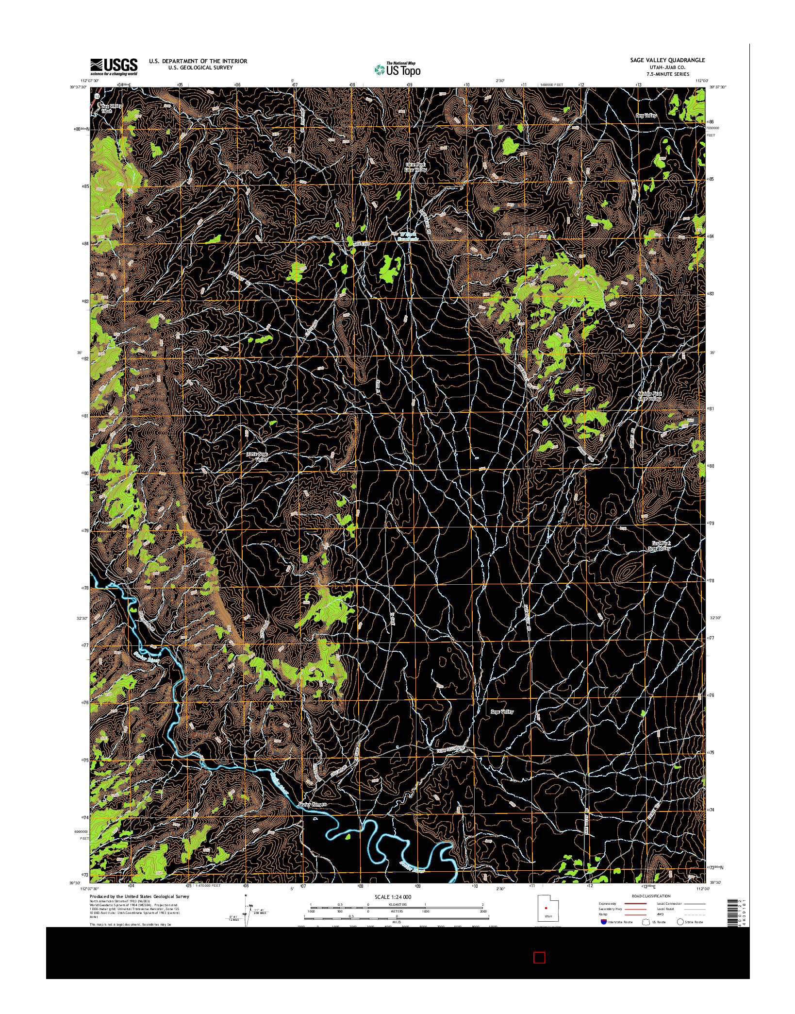 USGS US TOPO 7.5-MINUTE MAP FOR SAGE VALLEY, UT 2014