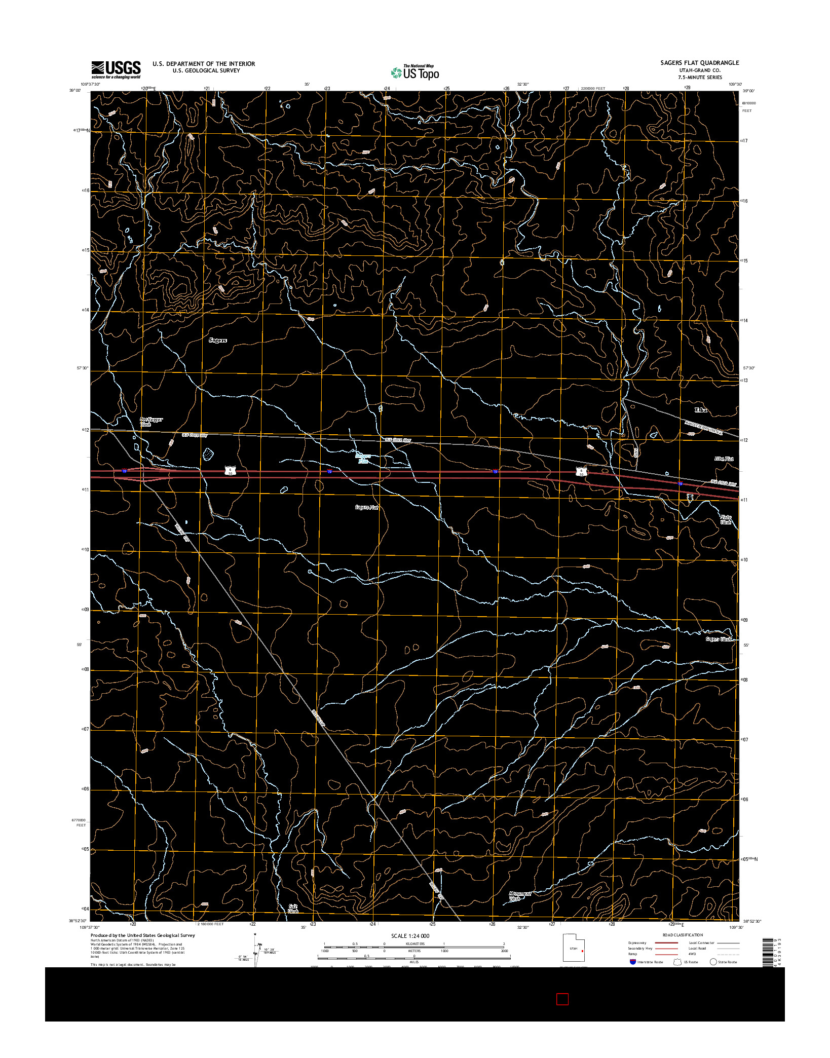 USGS US TOPO 7.5-MINUTE MAP FOR SAGERS FLAT, UT 2014