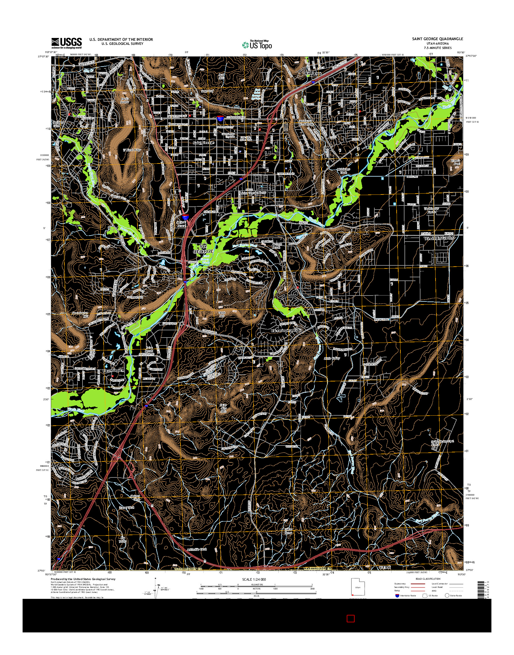 USGS US TOPO 7.5-MINUTE MAP FOR SAINT GEORGE, UT-AZ 2014