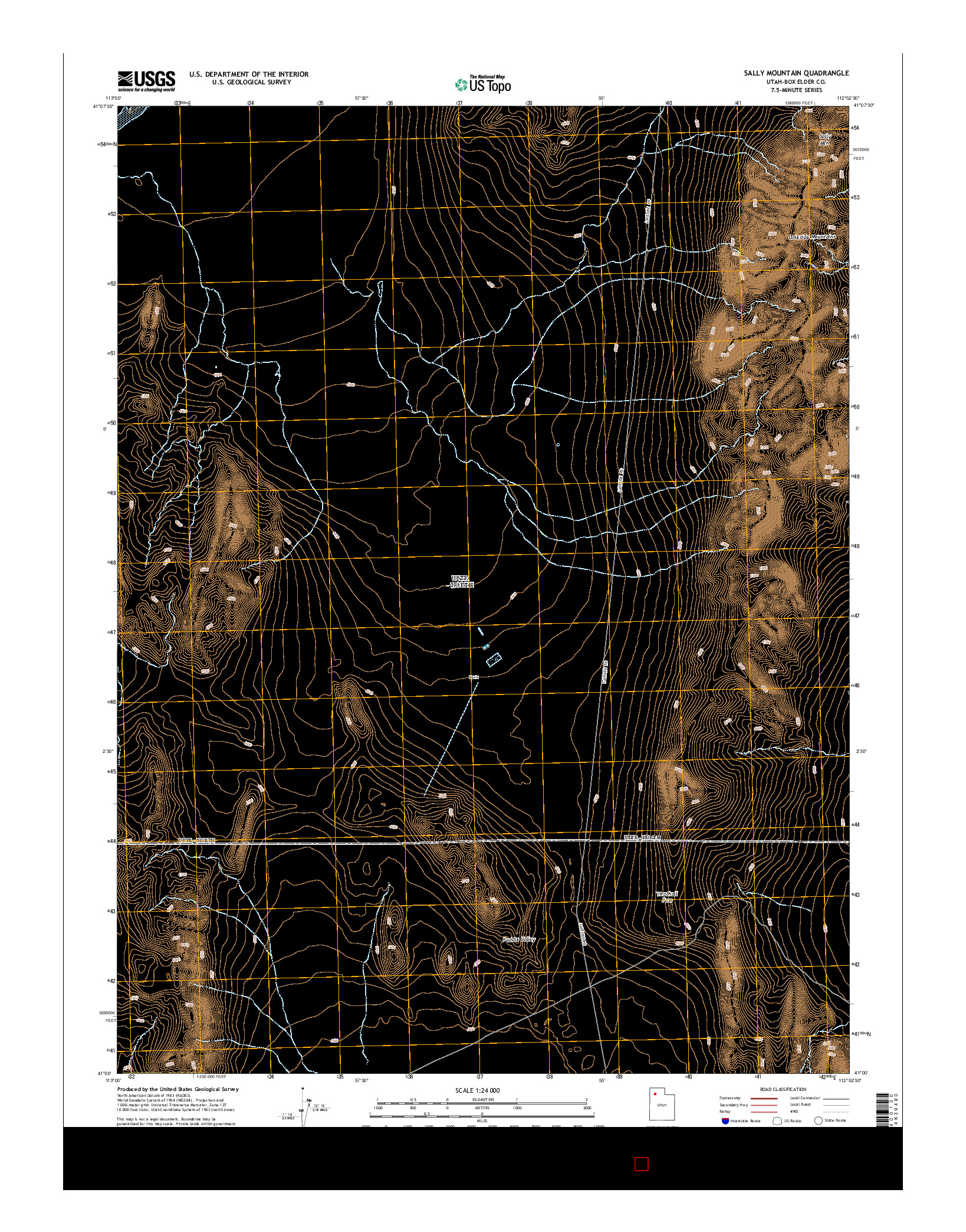 USGS US TOPO 7.5-MINUTE MAP FOR SALLY MOUNTAIN, UT 2014