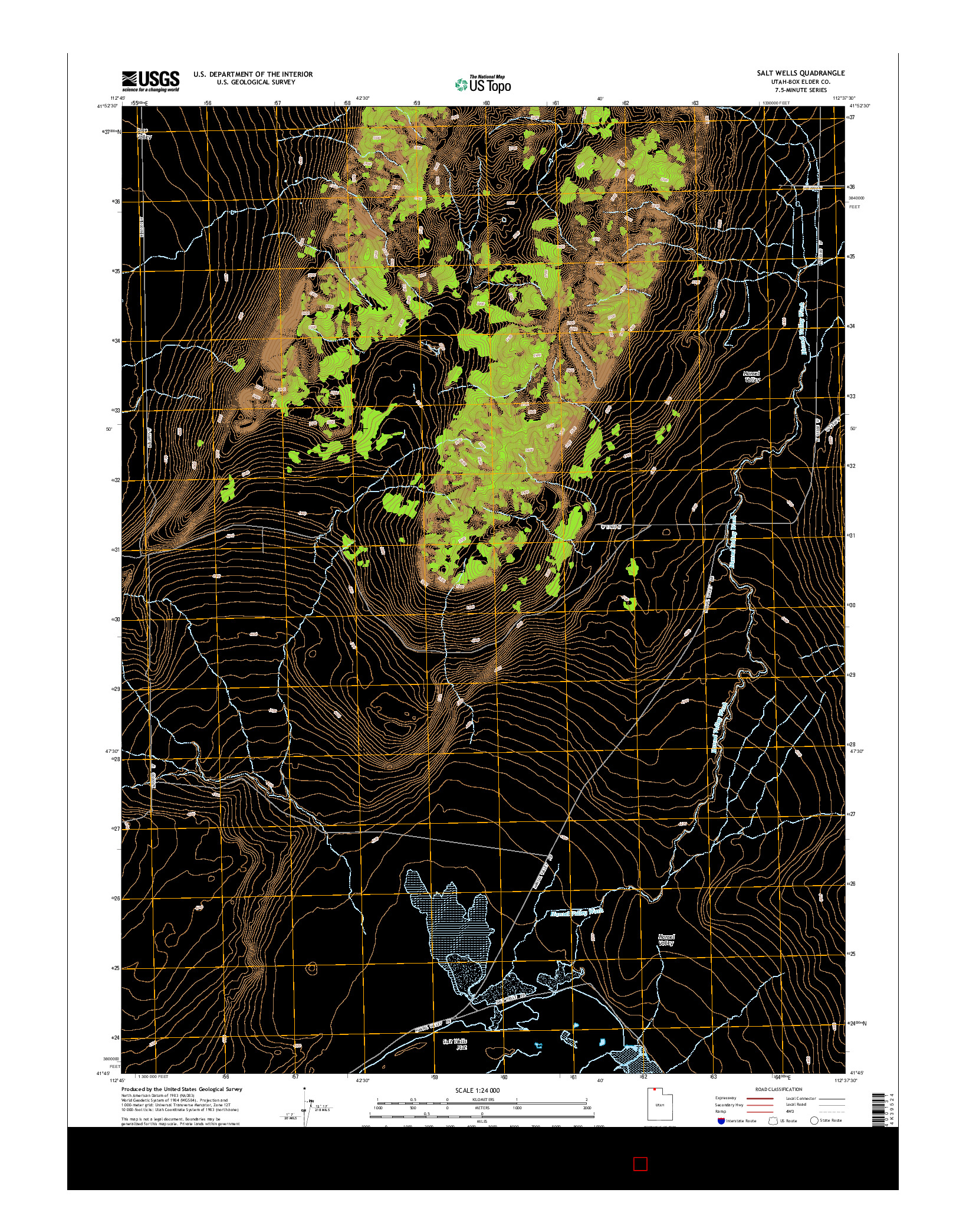 USGS US TOPO 7.5-MINUTE MAP FOR SALT WELLS, UT 2014