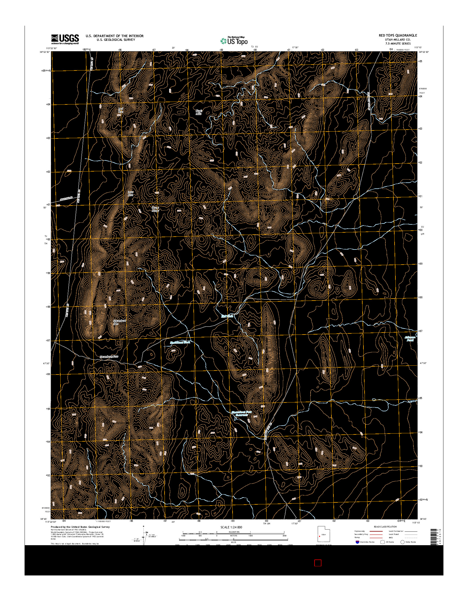 USGS US TOPO 7.5-MINUTE MAP FOR RED TOPS, UT 2014