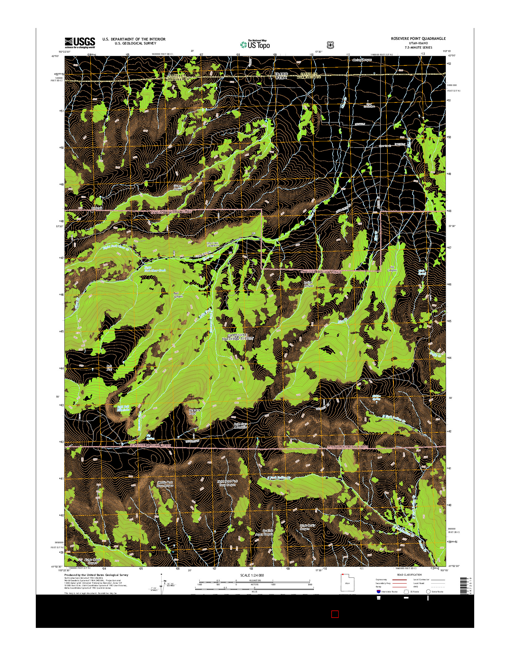USGS US TOPO 7.5-MINUTE MAP FOR ROSEVERE POINT, UT-ID 2014