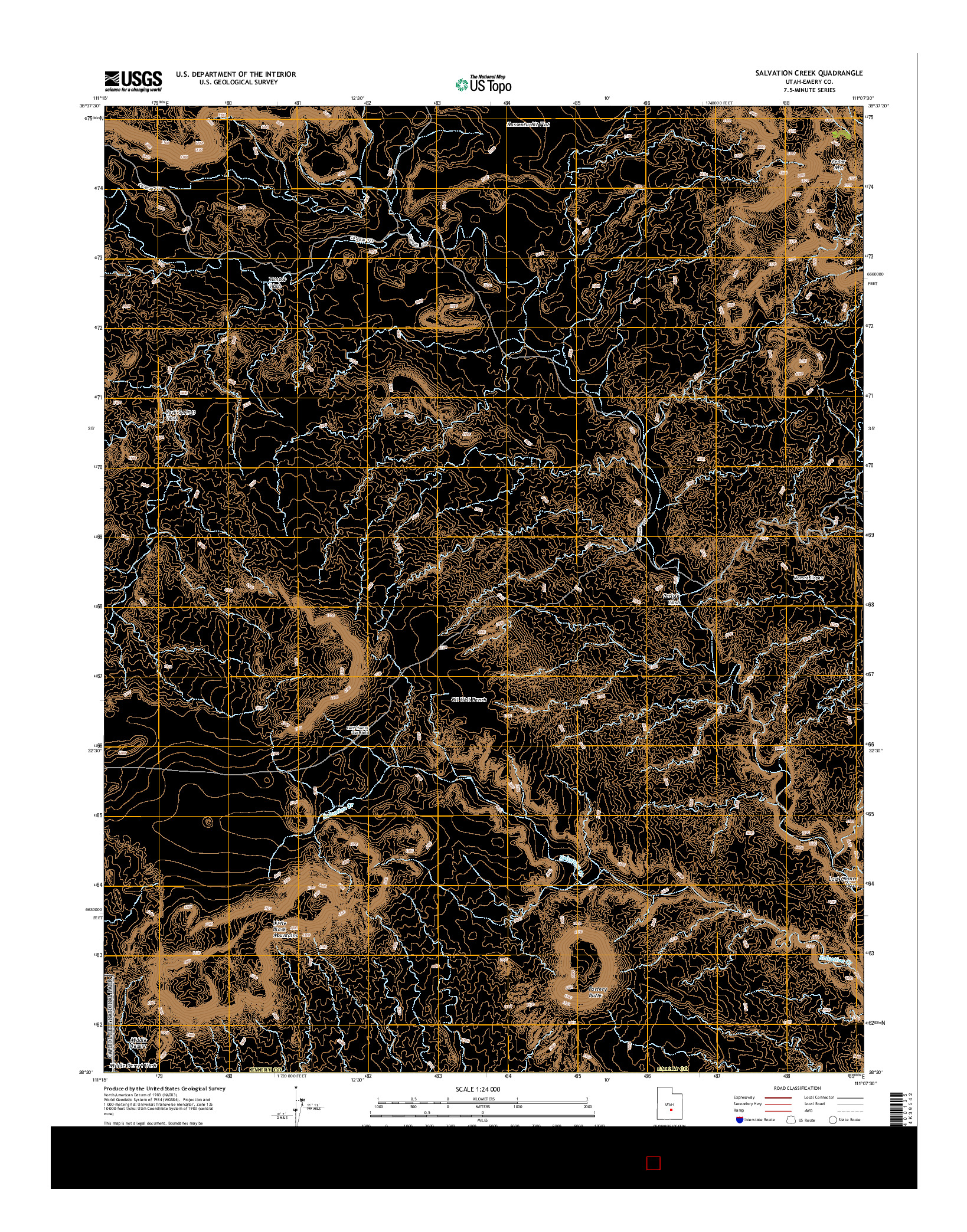 USGS US TOPO 7.5-MINUTE MAP FOR SALVATION CREEK, UT 2014