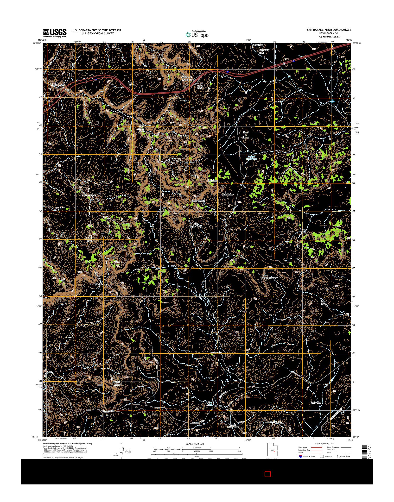 USGS US TOPO 7.5-MINUTE MAP FOR SAN RAFAEL KNOB, UT 2014