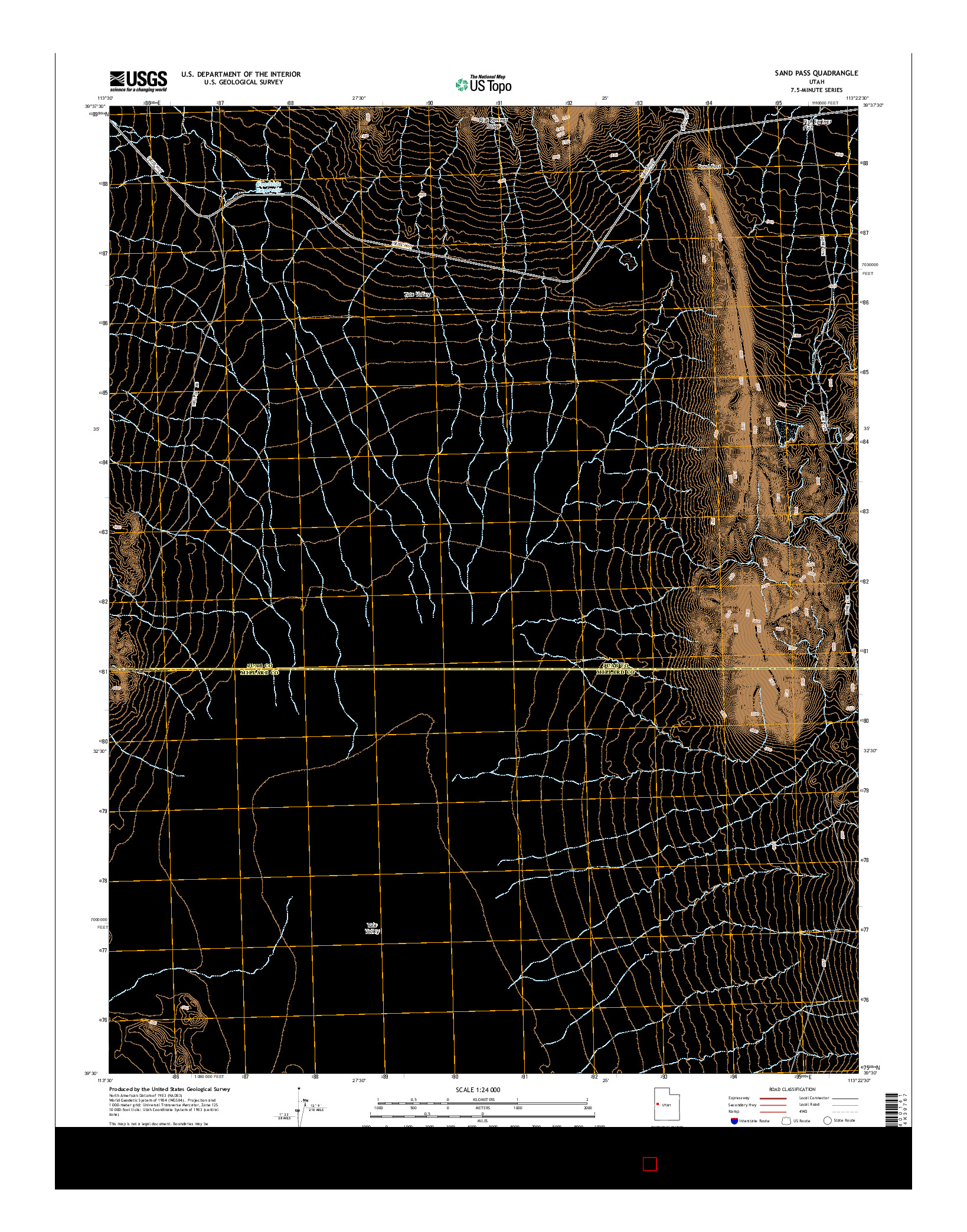 USGS US TOPO 7.5-MINUTE MAP FOR SAND PASS, UT 2014