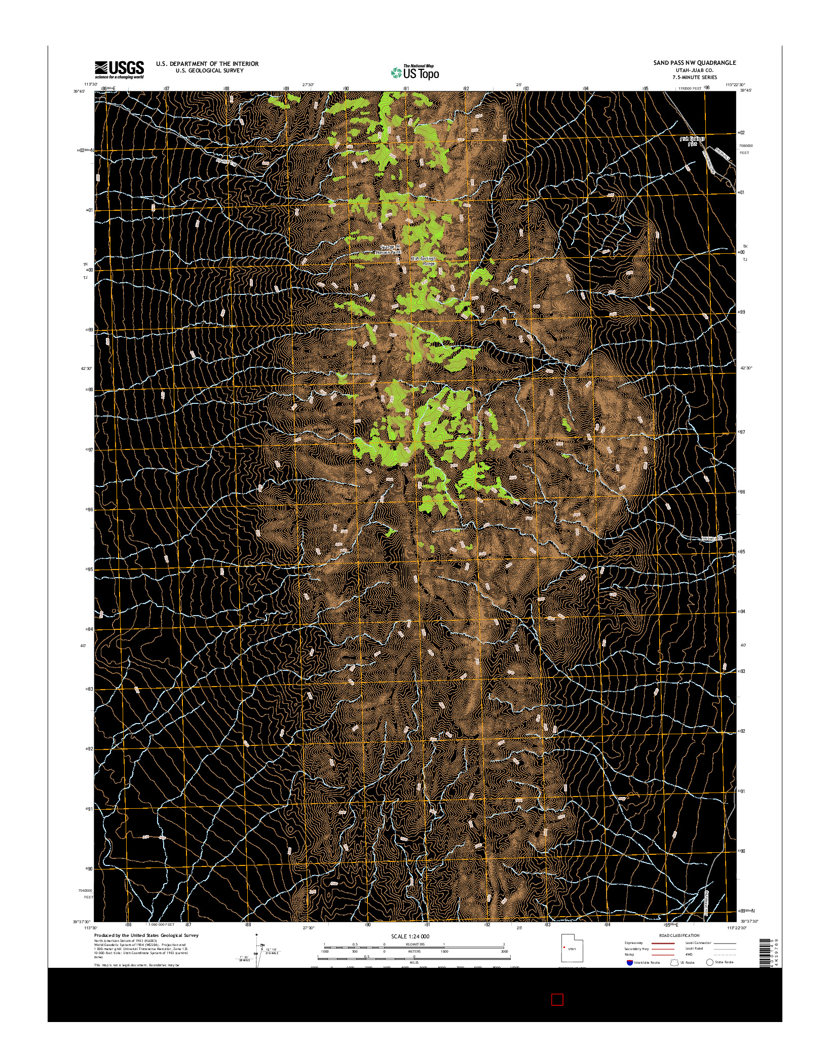 USGS US TOPO 7.5-MINUTE MAP FOR SAND PASS NW, UT 2014