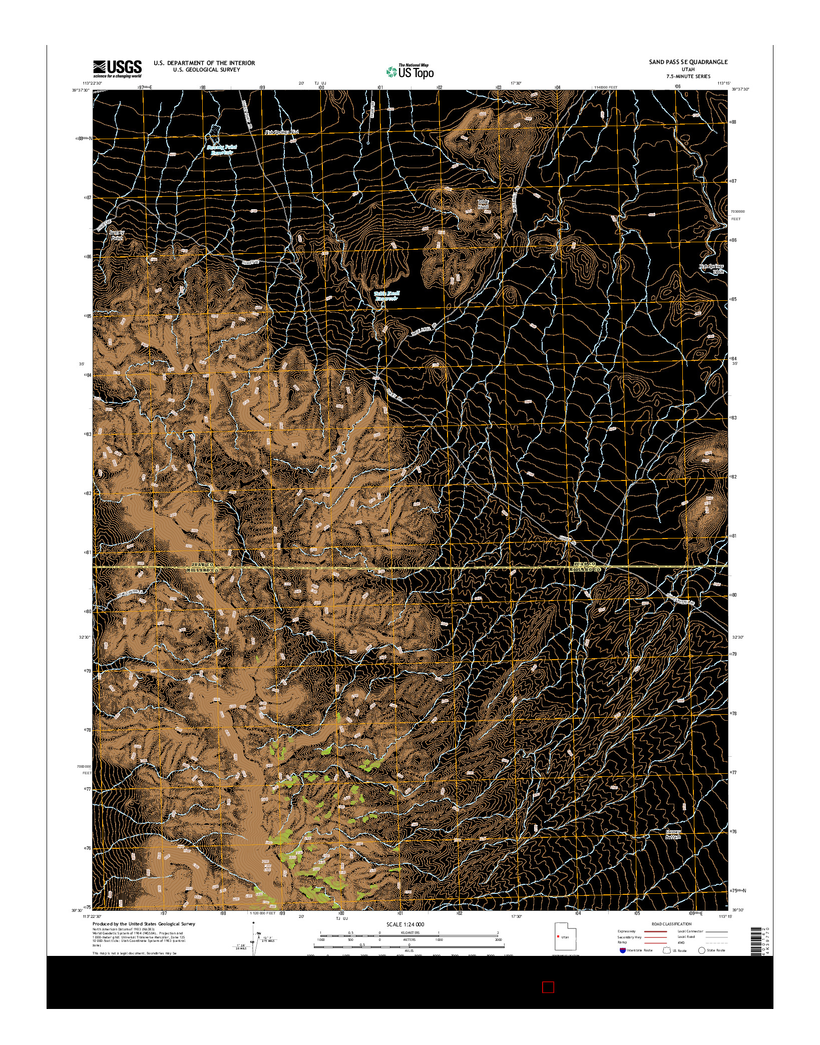 USGS US TOPO 7.5-MINUTE MAP FOR SAND PASS SE, UT 2014