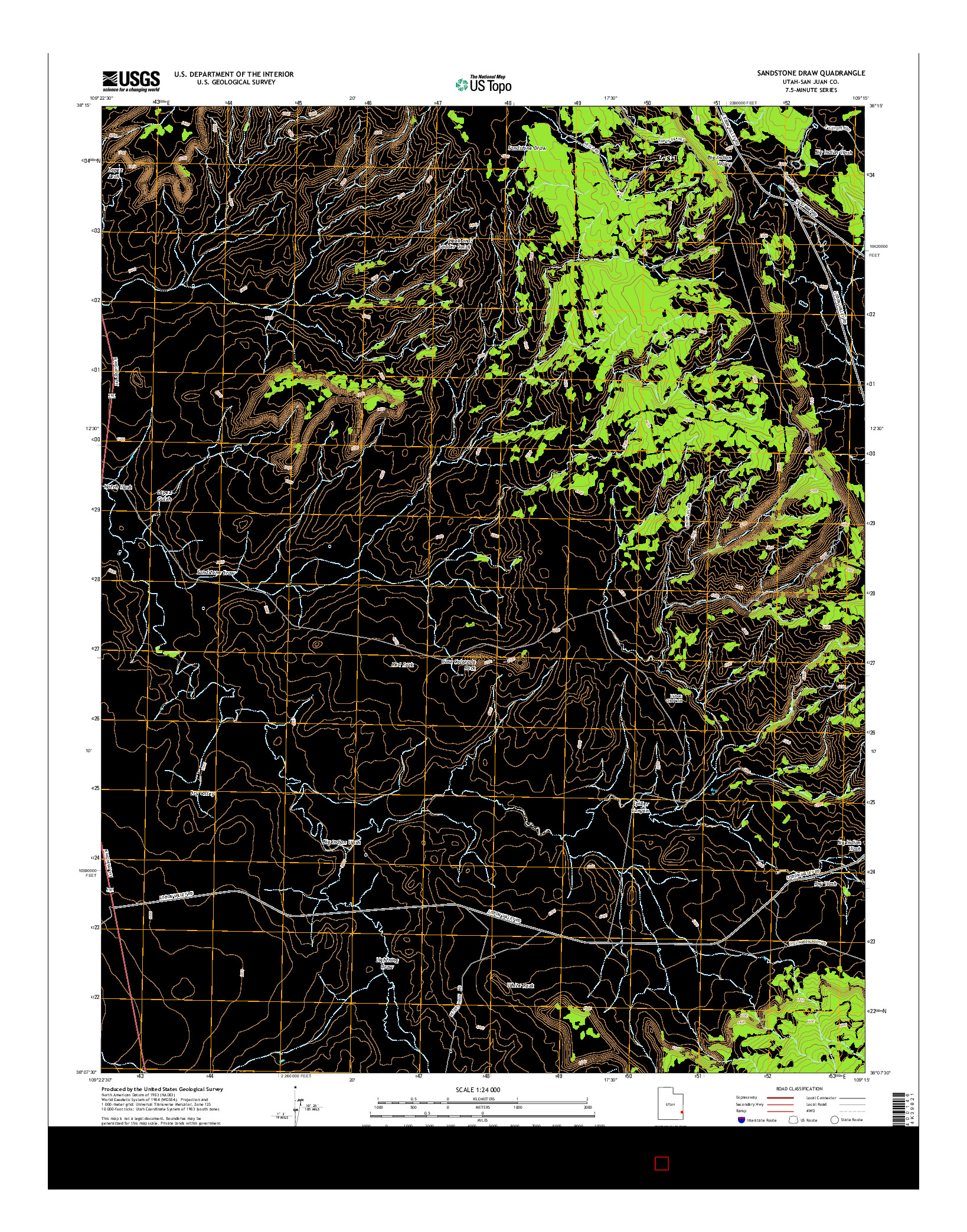 USGS US TOPO 7.5-MINUTE MAP FOR SANDSTONE DRAW, UT 2014