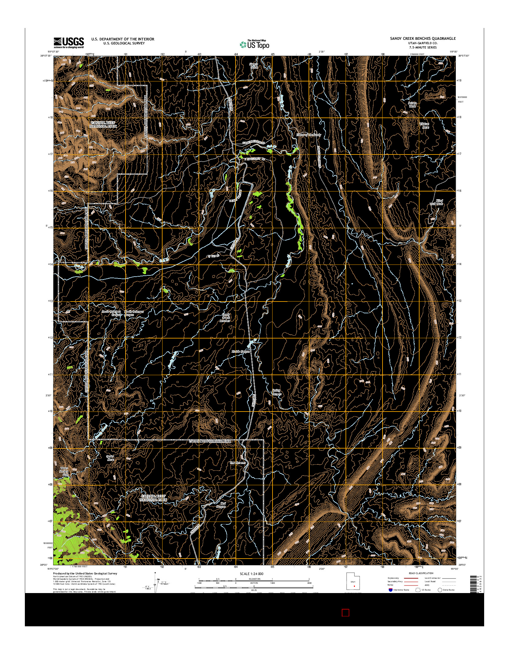USGS US TOPO 7.5-MINUTE MAP FOR SANDY CREEK BENCHES, UT 2014