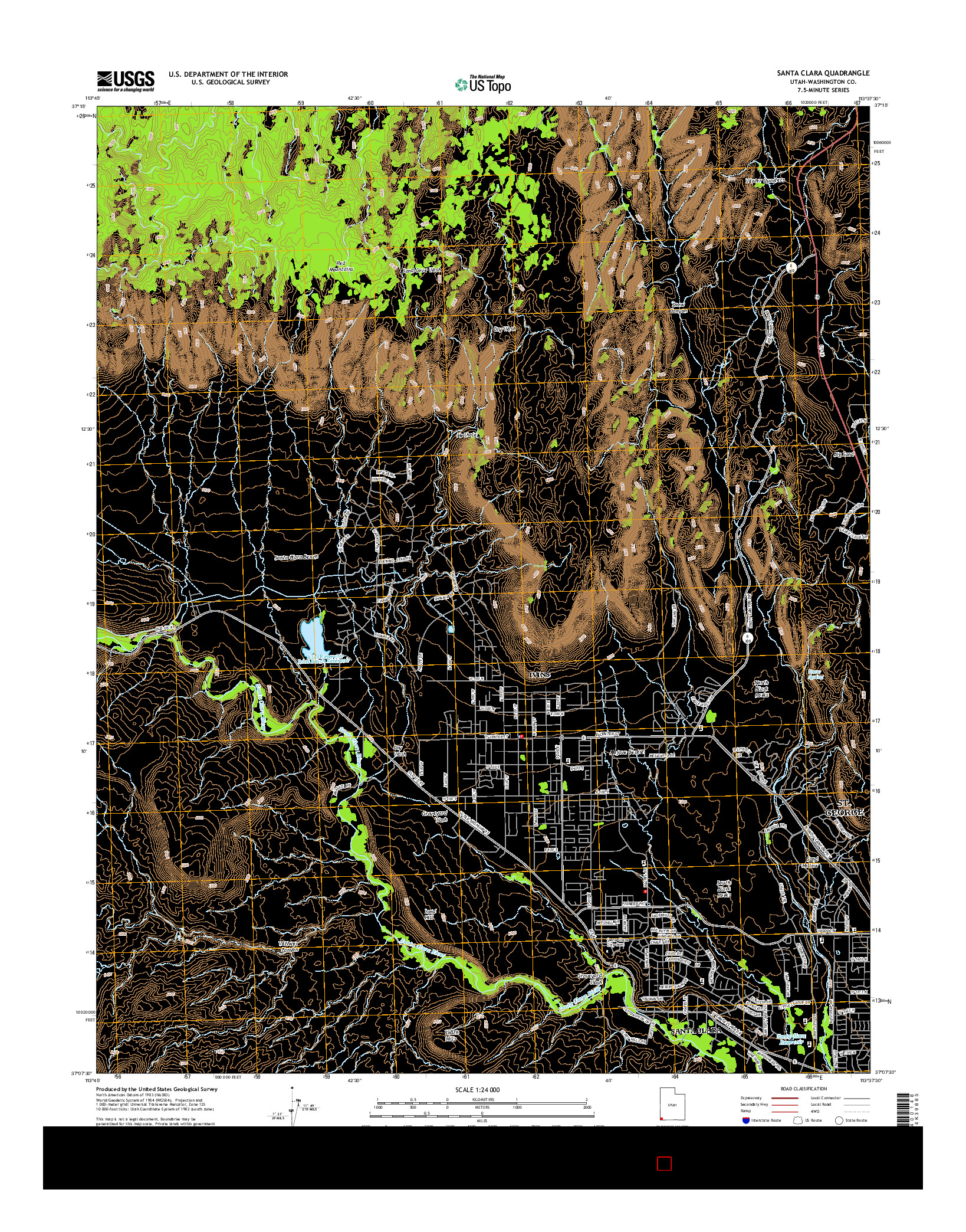 USGS US TOPO 7.5-MINUTE MAP FOR SANTA CLARA, UT 2014