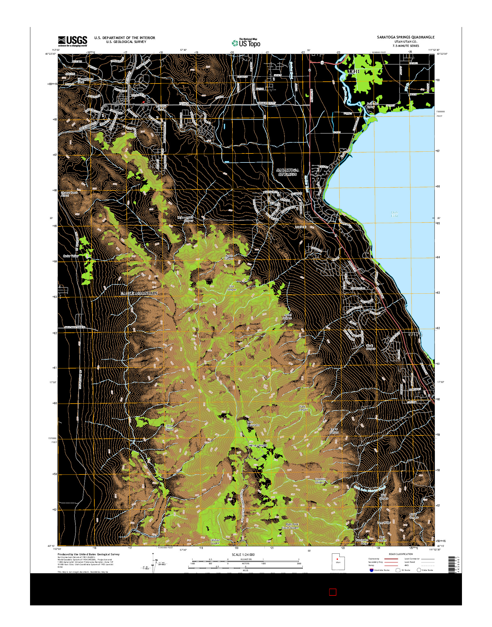 USGS US TOPO 7.5-MINUTE MAP FOR SARATOGA SPRINGS, UT 2014