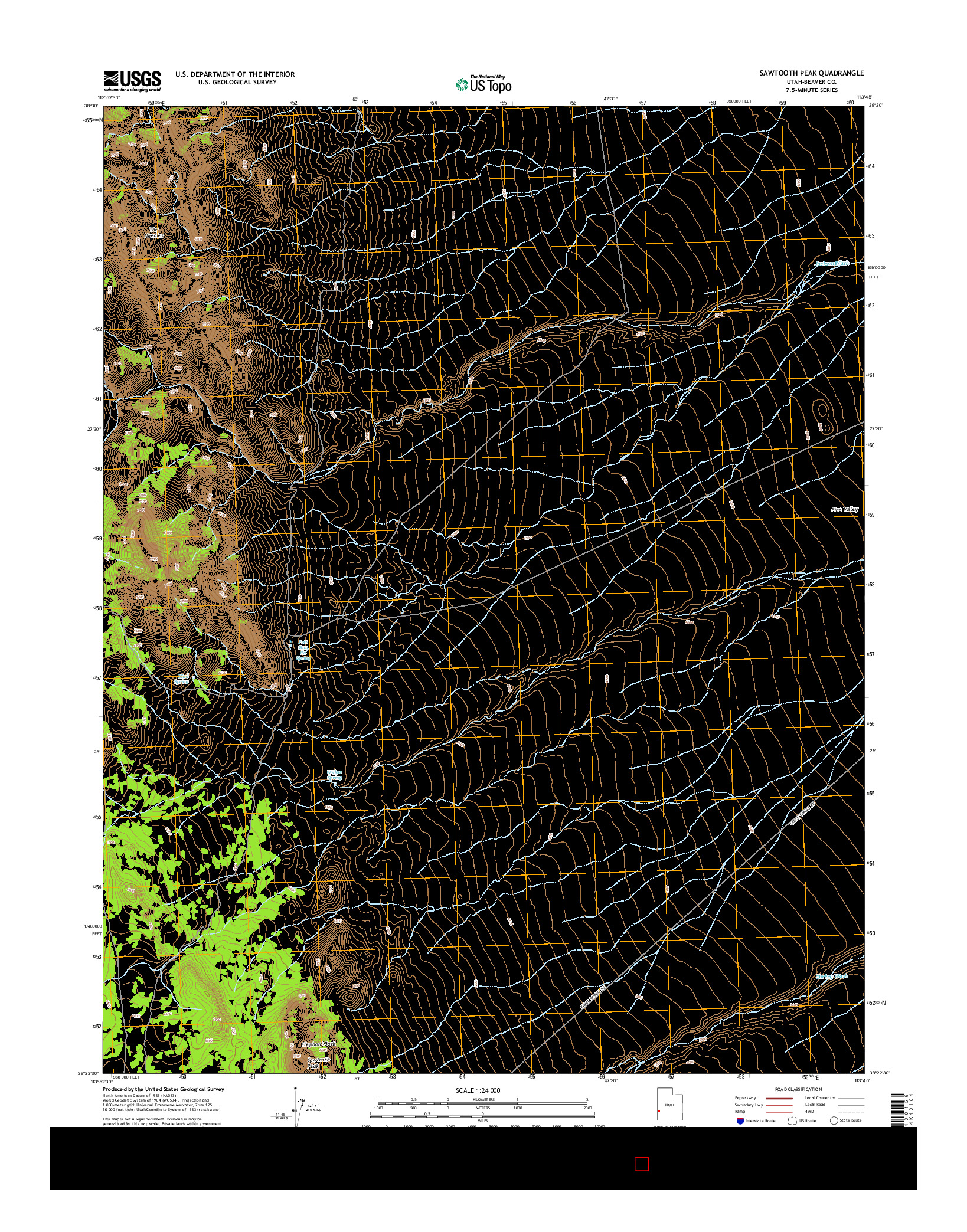 USGS US TOPO 7.5-MINUTE MAP FOR SAWTOOTH PEAK, UT 2014