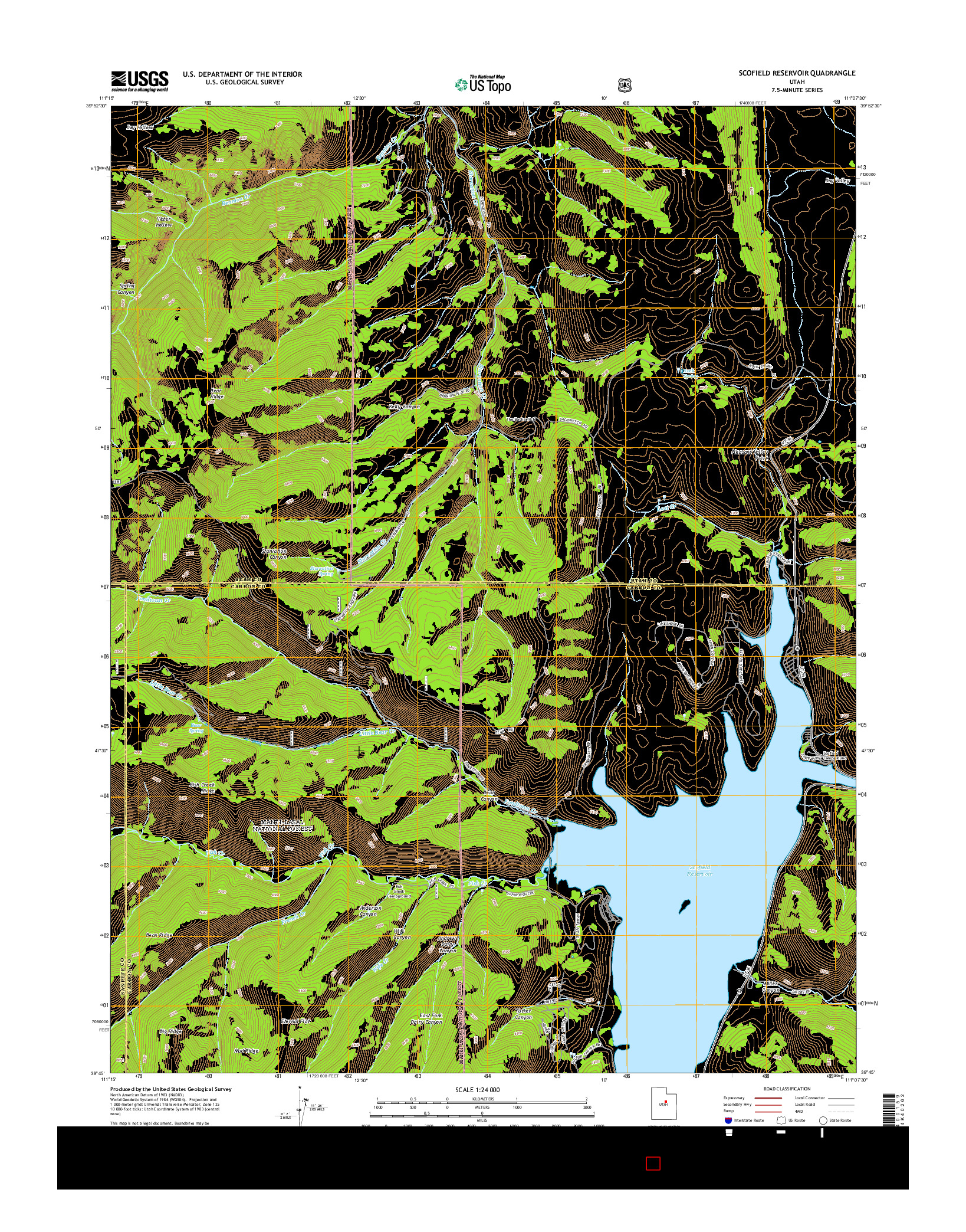 USGS US TOPO 7.5-MINUTE MAP FOR SCOFIELD RESERVOIR, UT 2014